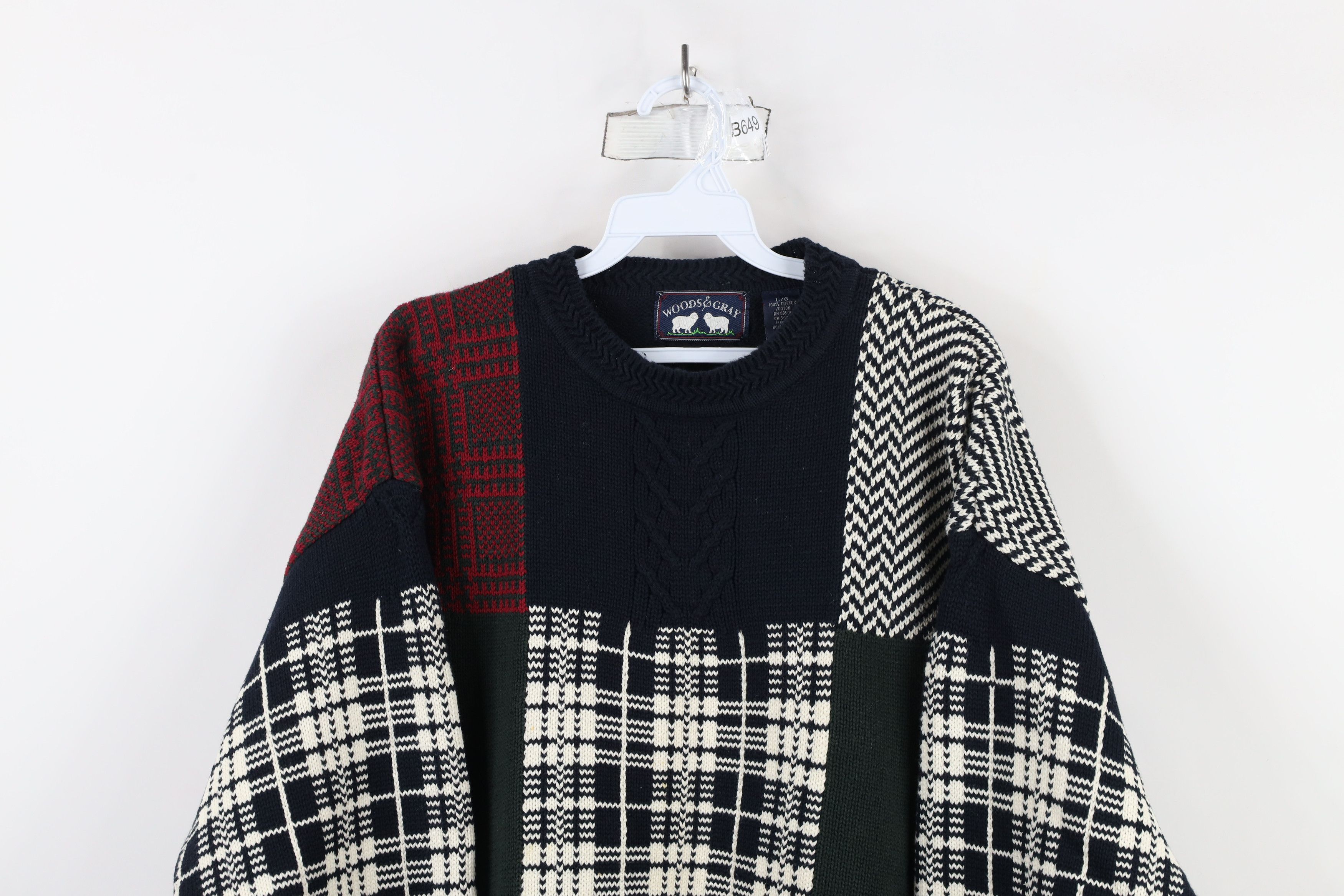 Vintage Vintage 90s Streetwear Checkered Patchwork Heavy Sweater Size US L / EU 52-54 / 3 - 2 Thumbnail