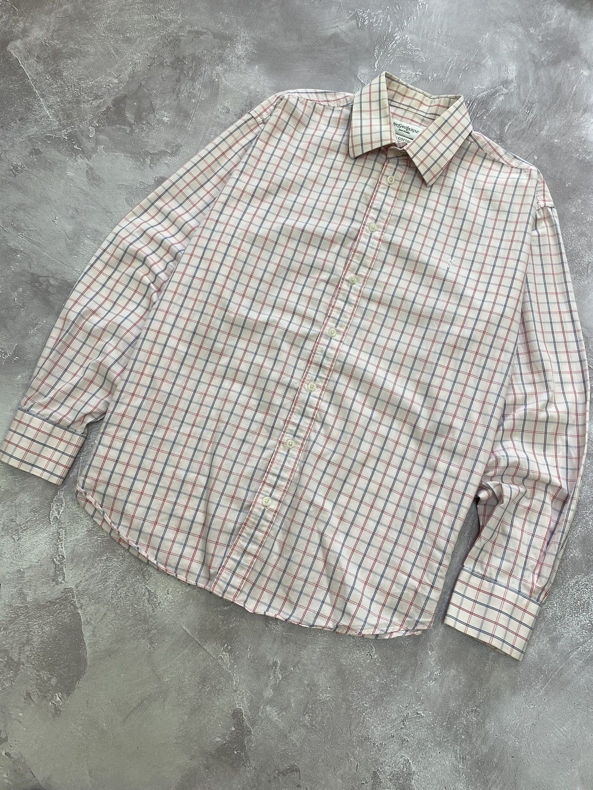 Yves Saint Laurent Vintage YSL Long Sleeve Checkered Shirt Size L Size US L / EU 52-54 / 3 - 2 Thumbnail