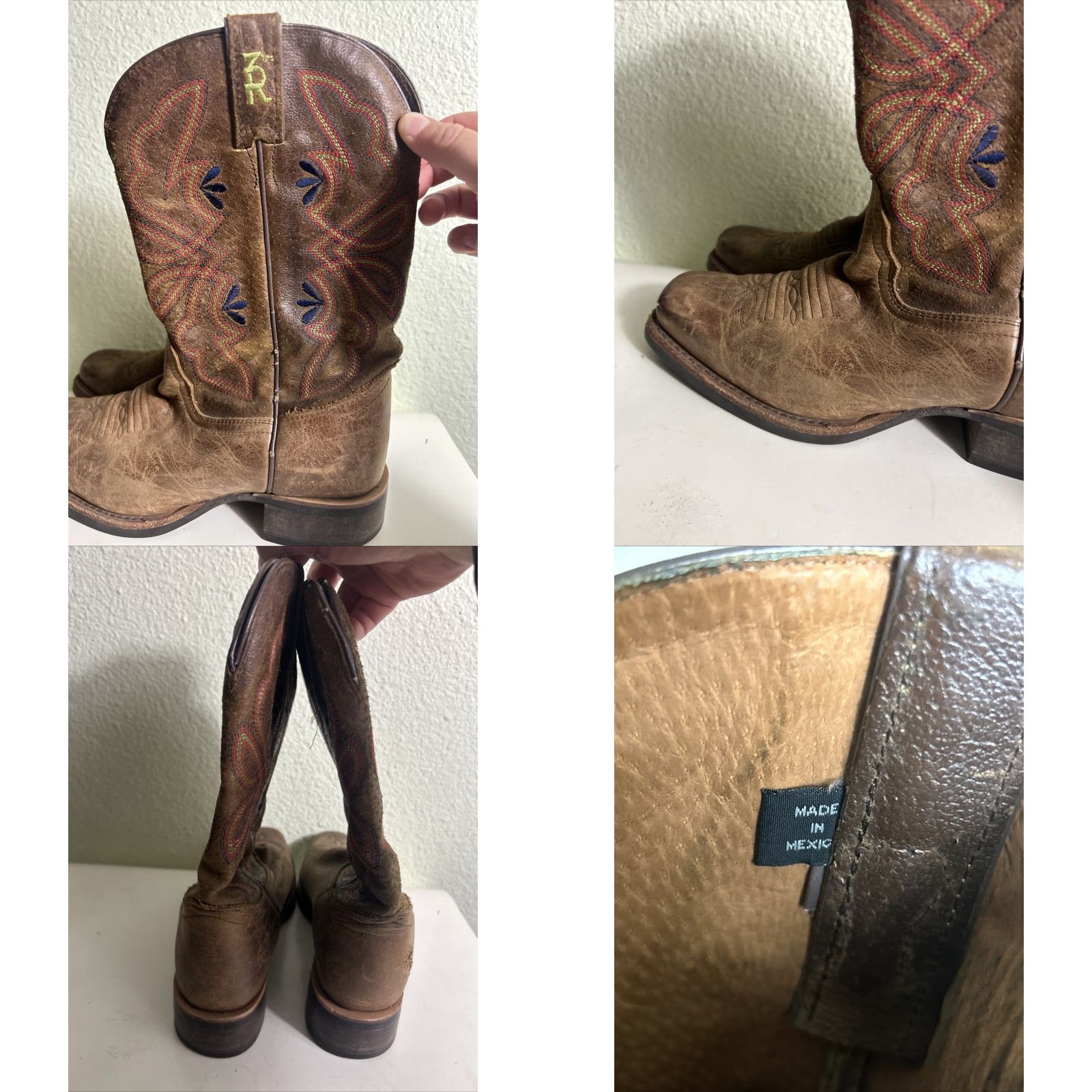 Tony Lama Tony Lama Aquilla 3R2202L Brown Square Toe 11" Boots Womens 6B Leather Western Cowboy Casual Dress Outdoor Party Work Glove? Size US 6 / IT 36 - 8 Thumbnail