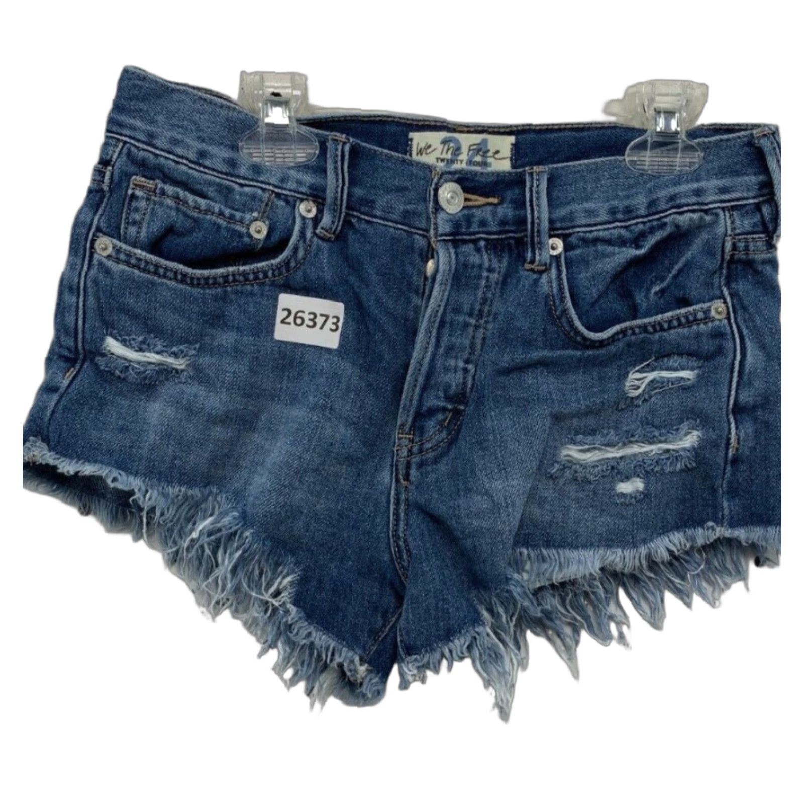 Vintage We The Free Blue Medium Wash Flat Front Denim Cut Off Jean Women Size 24 27x2 XS? Size 27" / US 4 / IT 40 - 1 Thumbnail