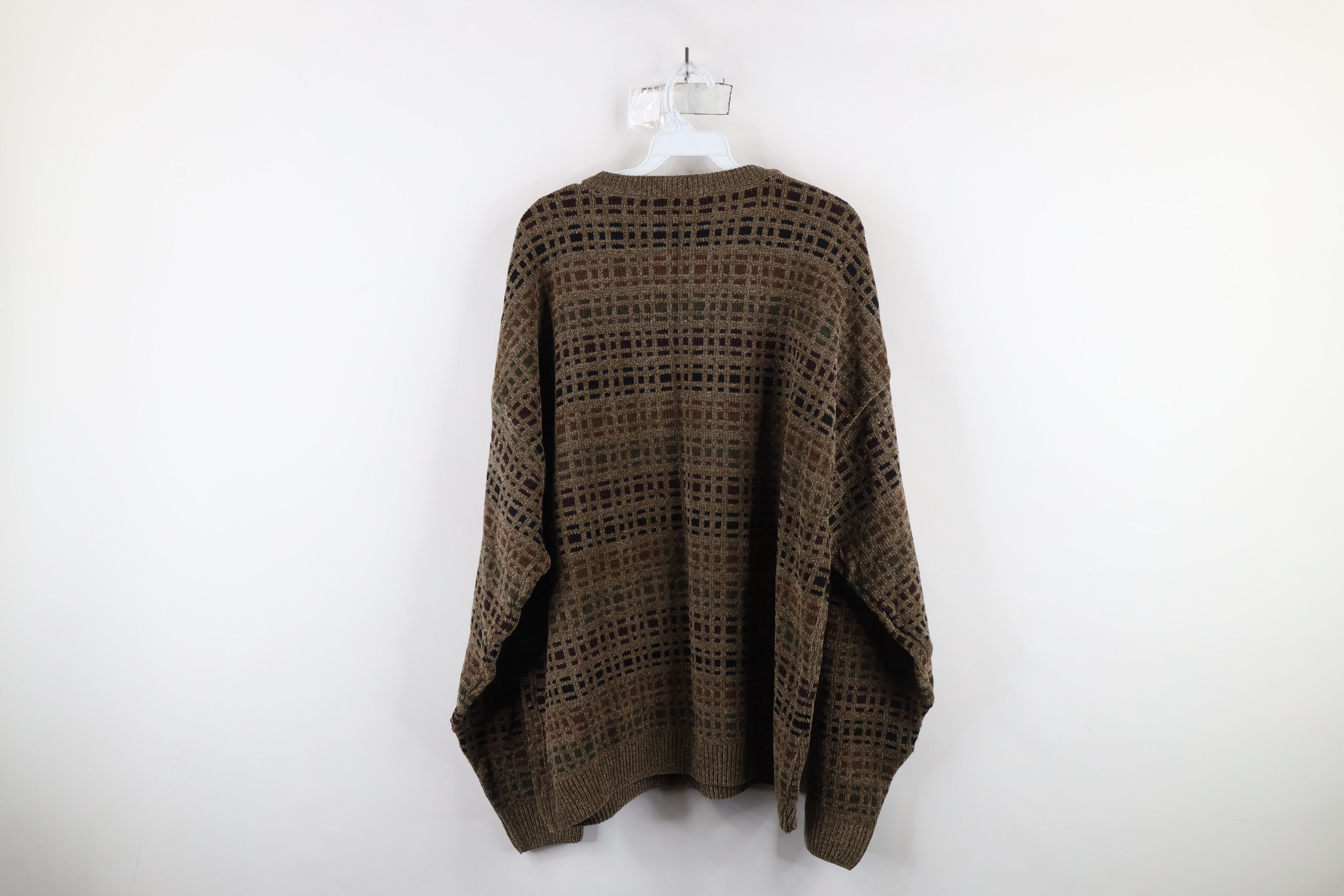 Vintage Vintage 90s Streetwear Tone Rainbow Checkered Fleece Sweater Size US XL / EU 56 / 4 - 8 Thumbnail