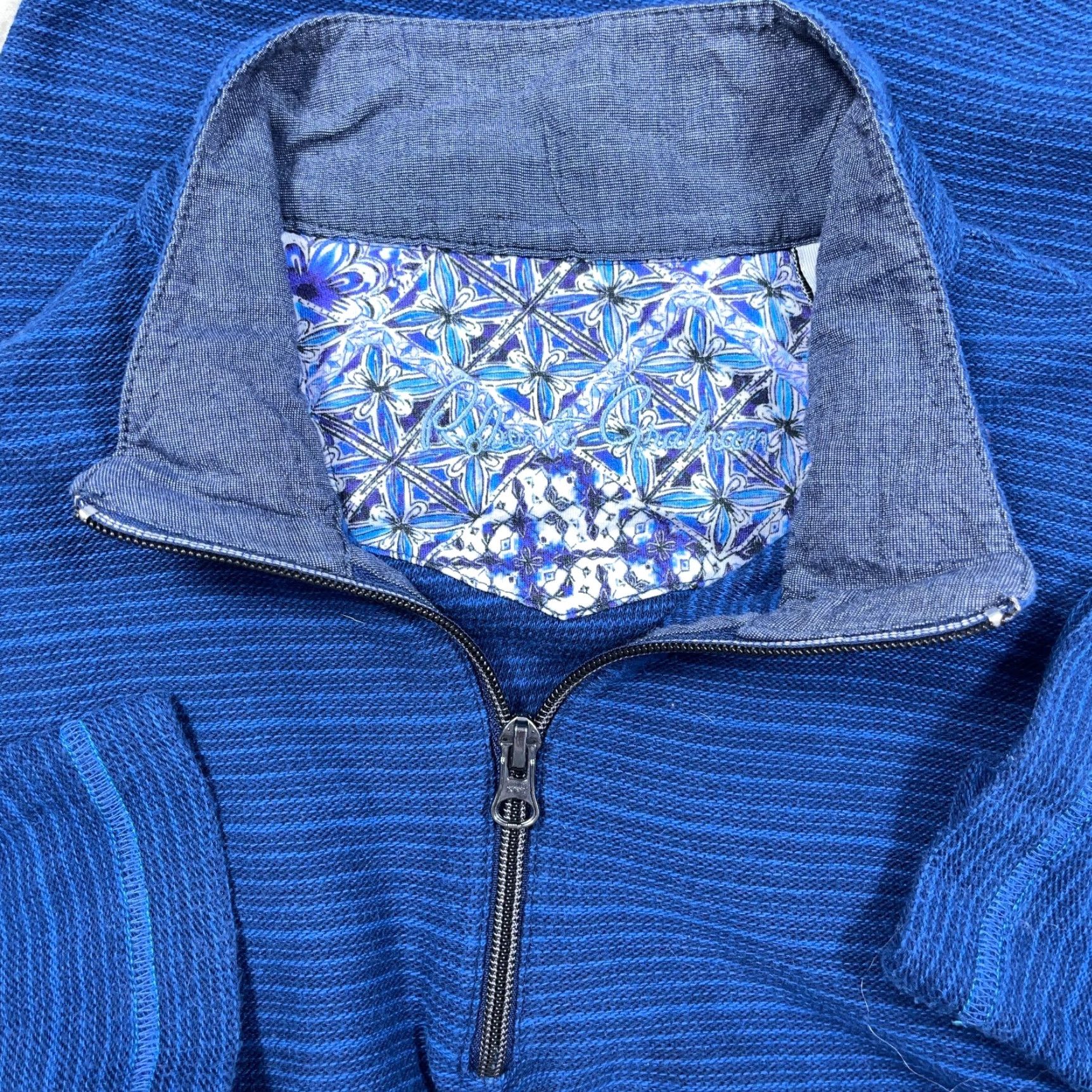 Robert Graham Robert Graham Sweater Men Medium Blue Pullover 1/4 Zip Classic Fit Knit Wool Cotto Logo Size US M / EU 48-50 / 2 - 2 Thumbnail