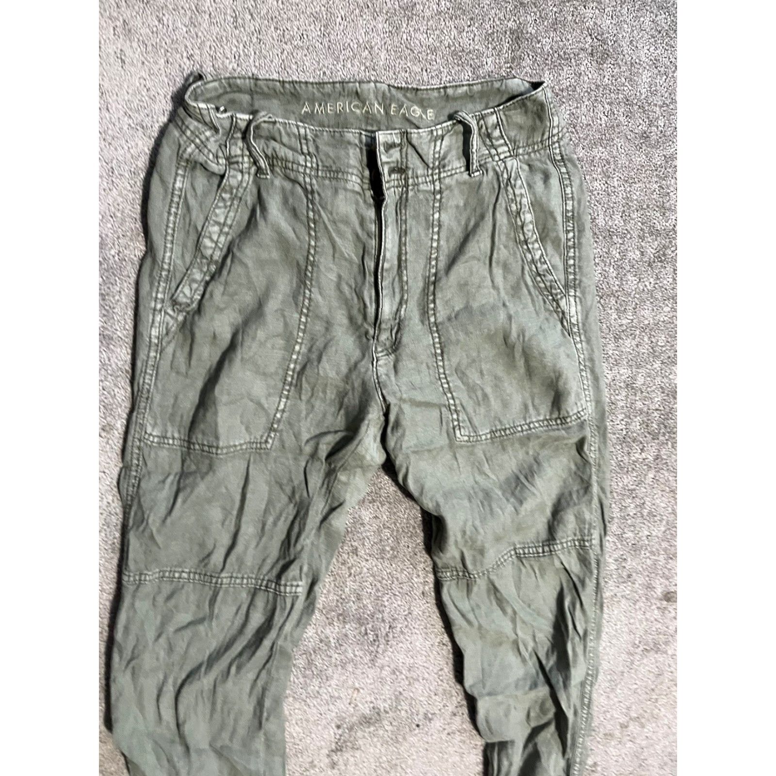 American Eagle Outfitters American Eagle Pants Womens 2 High Rise Green Pockets Linen Blend Size 26" / US 2 / IT 38 - 2 Thumbnail