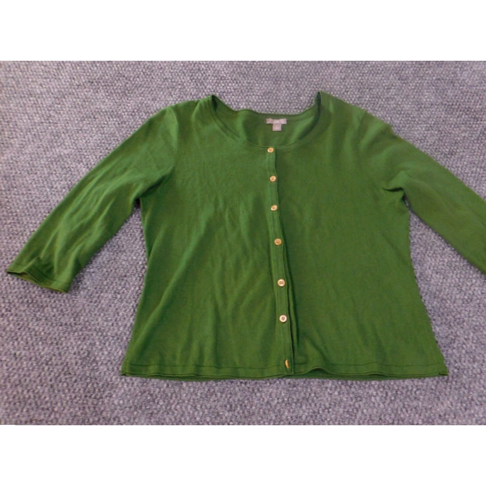 J. Jill J Jill Sweater Cardigan Womens Small Green Cotton Knit Cable-Knit Button Round Neck Casual Long Sleeve Vintage? No. Size S / US 4 / IT 40 - 3 Thumbnail