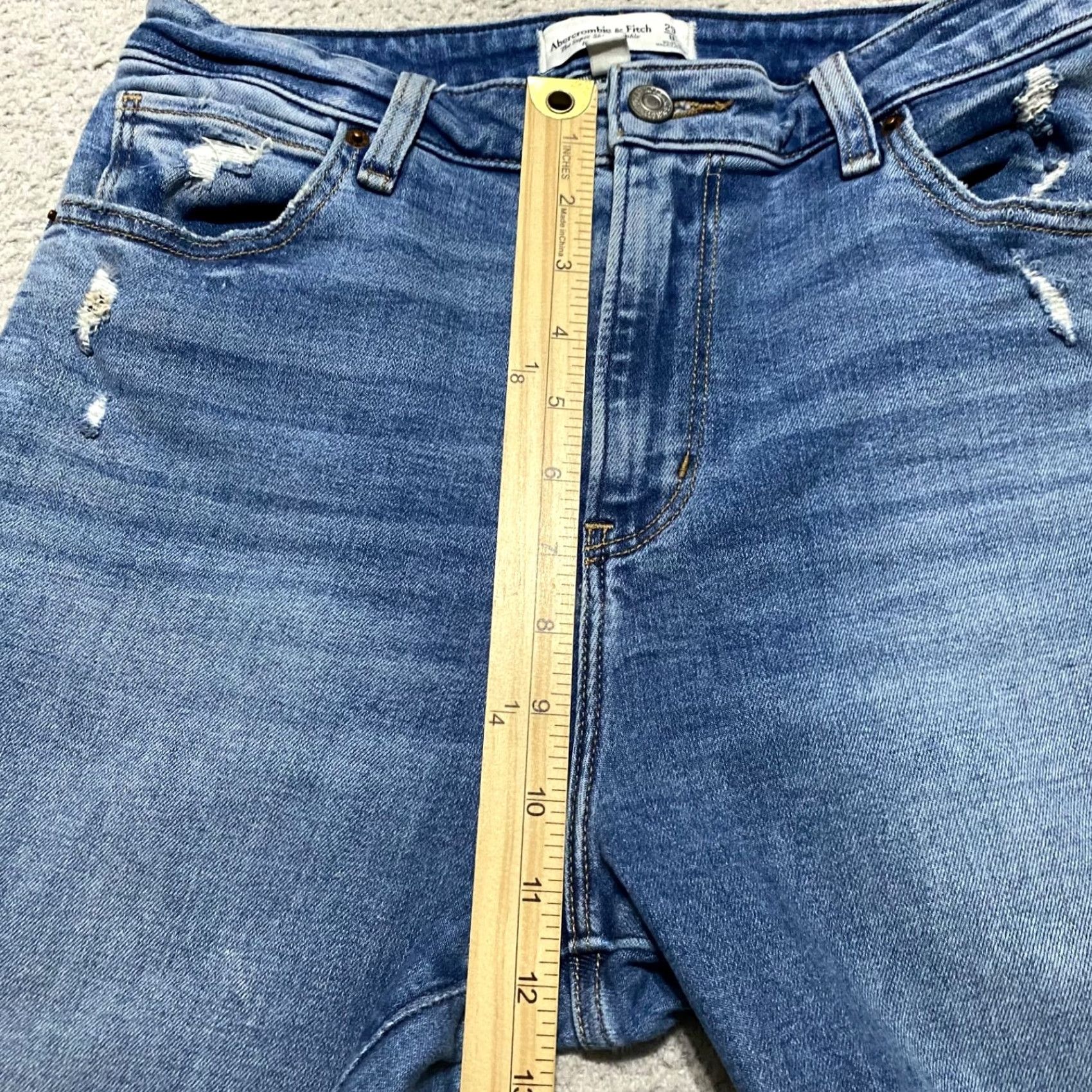 Abercrombie & Fitch Abercrombie & Fitch Jeans Womens 29 Blue Denim High Rise Skinny Distressed Cotton Blend Stretch Regular 5-Pocket Mens Womens Size 29" - 7 Thumbnail