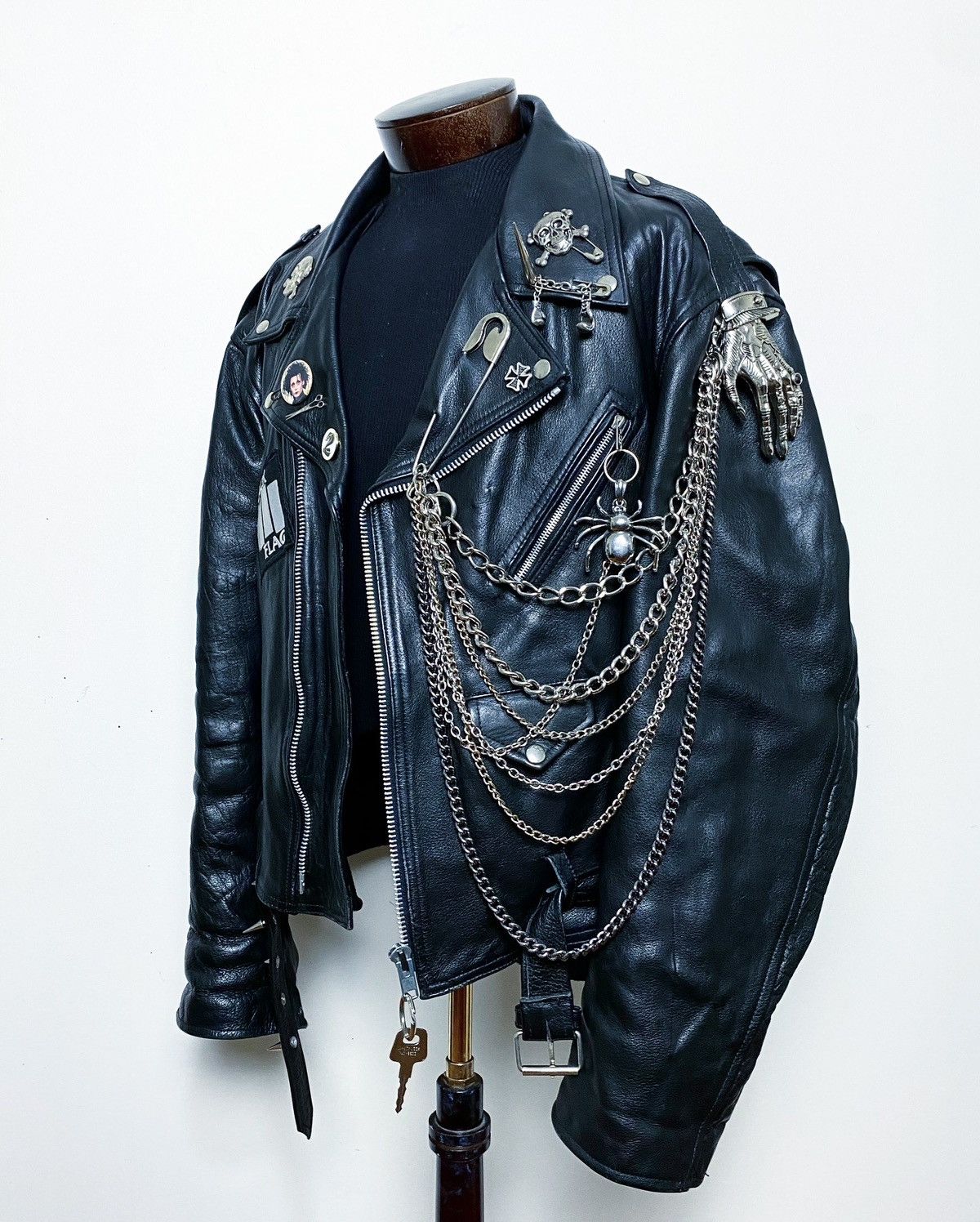 Art Comes First BLACK FLAG CUSTOM BLACK LEATHER BIKE PUNK GOTH 666 JACKET Size US XXL / EU 58 / 5 - 1 Thumbnail