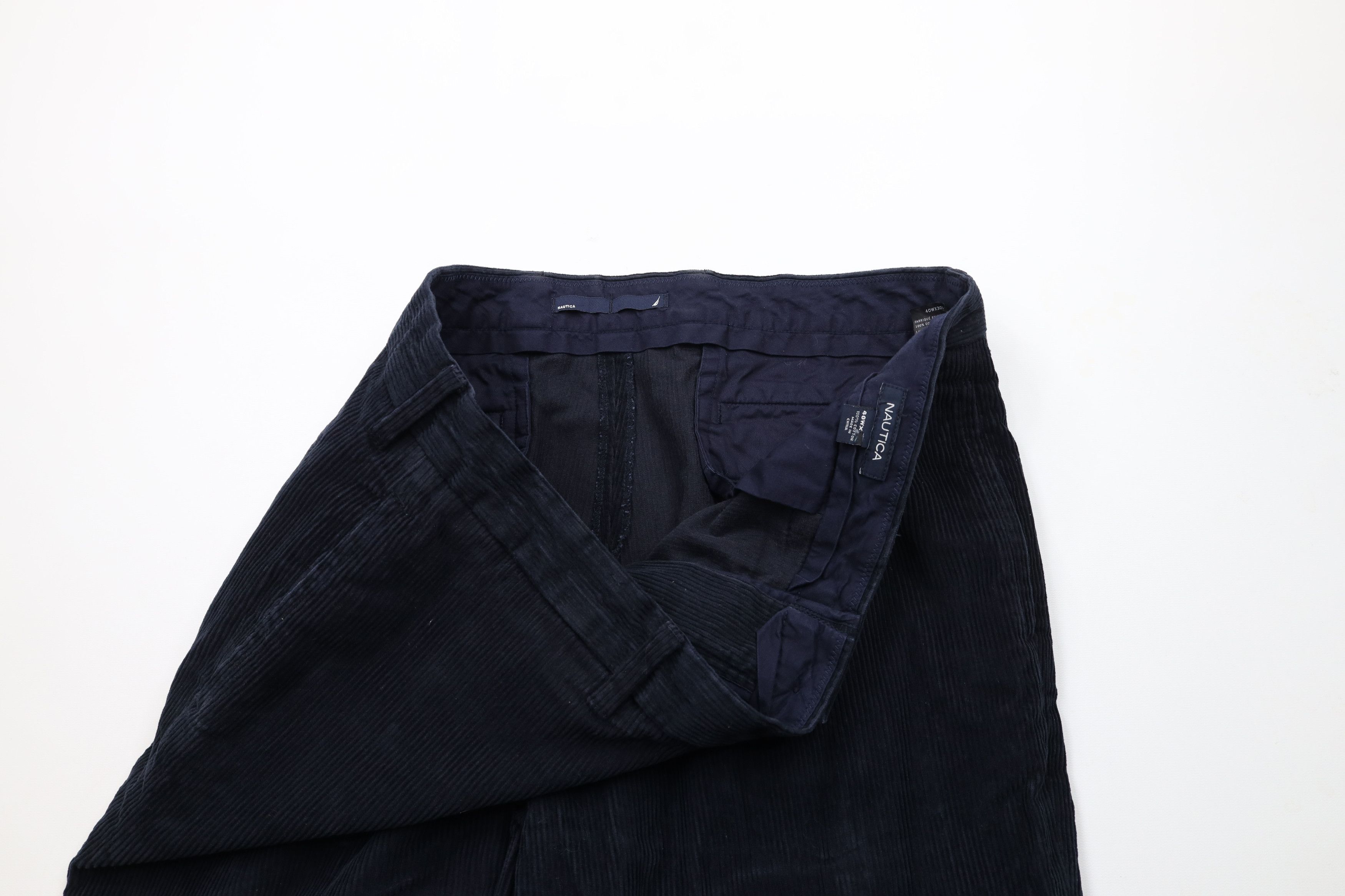 Nautica × Vintage Vintage 90s Nautica Wide Leg Corduroy Chino Pants Navy Blue Size US 40 / EU 56 - 7 Thumbnail