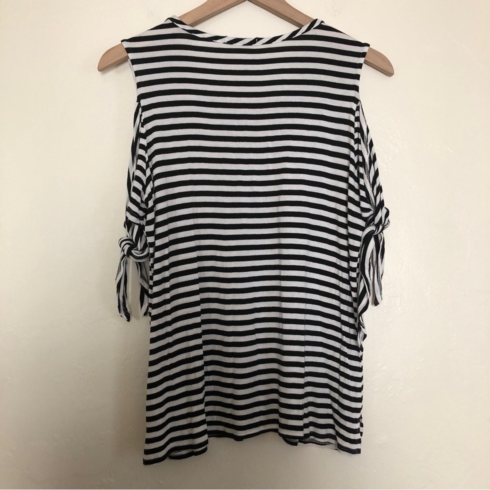 Other Cha Cha Vente Black White Stripe Tie Sleeve Shirt Blouse Top Size L / US 10 / IT 46 - 7 Thumbnail