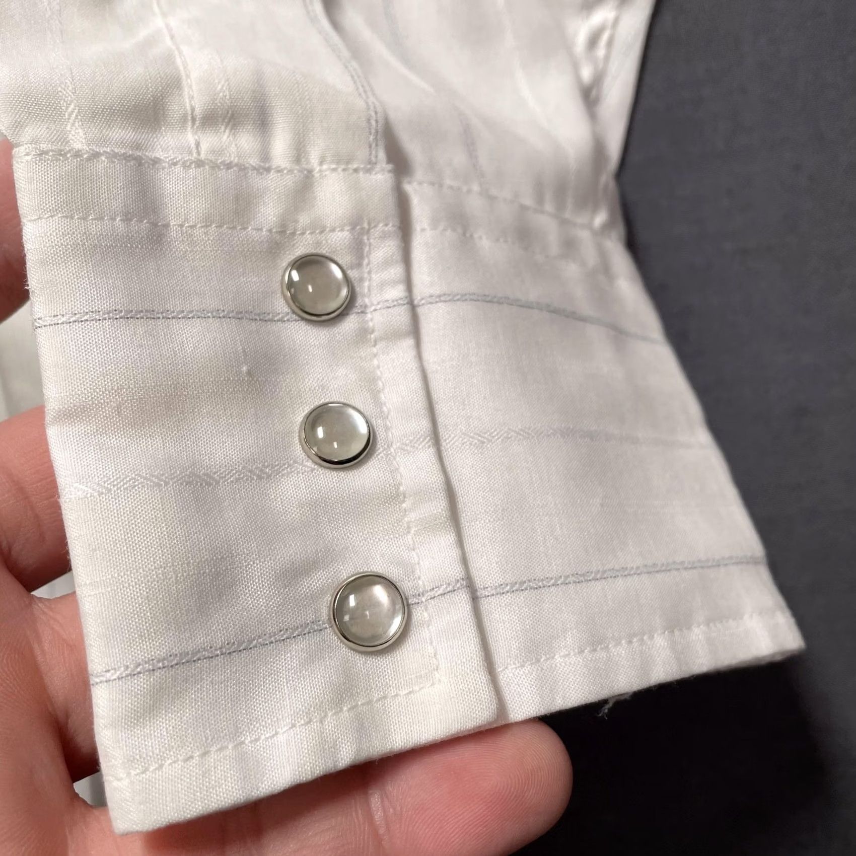 Vintage VINTAGE Panhandle Slim White Stripe Pearl Snap Western Shirt Mens XL Hong Kong Size US XL / EU 56 / 4 - 3 Thumbnail