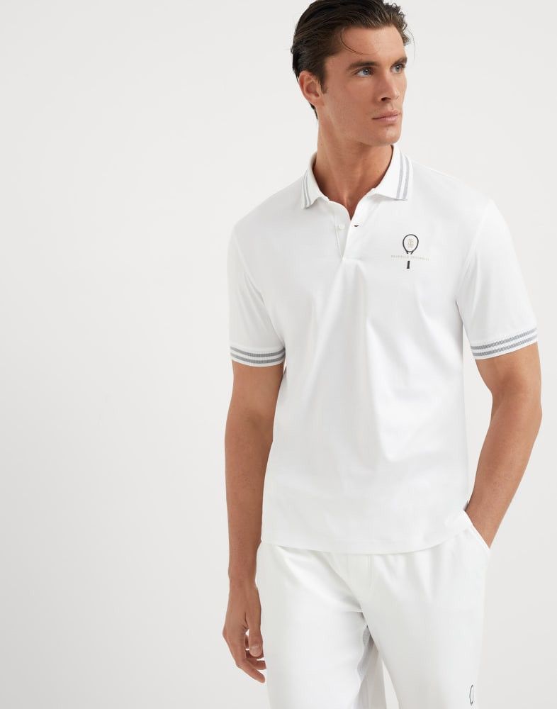 Brunello Cucinelli o1w1db10825 Cotton Tennis Polo Shirt in White Size US S / EU 44-46 / 1 - 1 Thumbnail