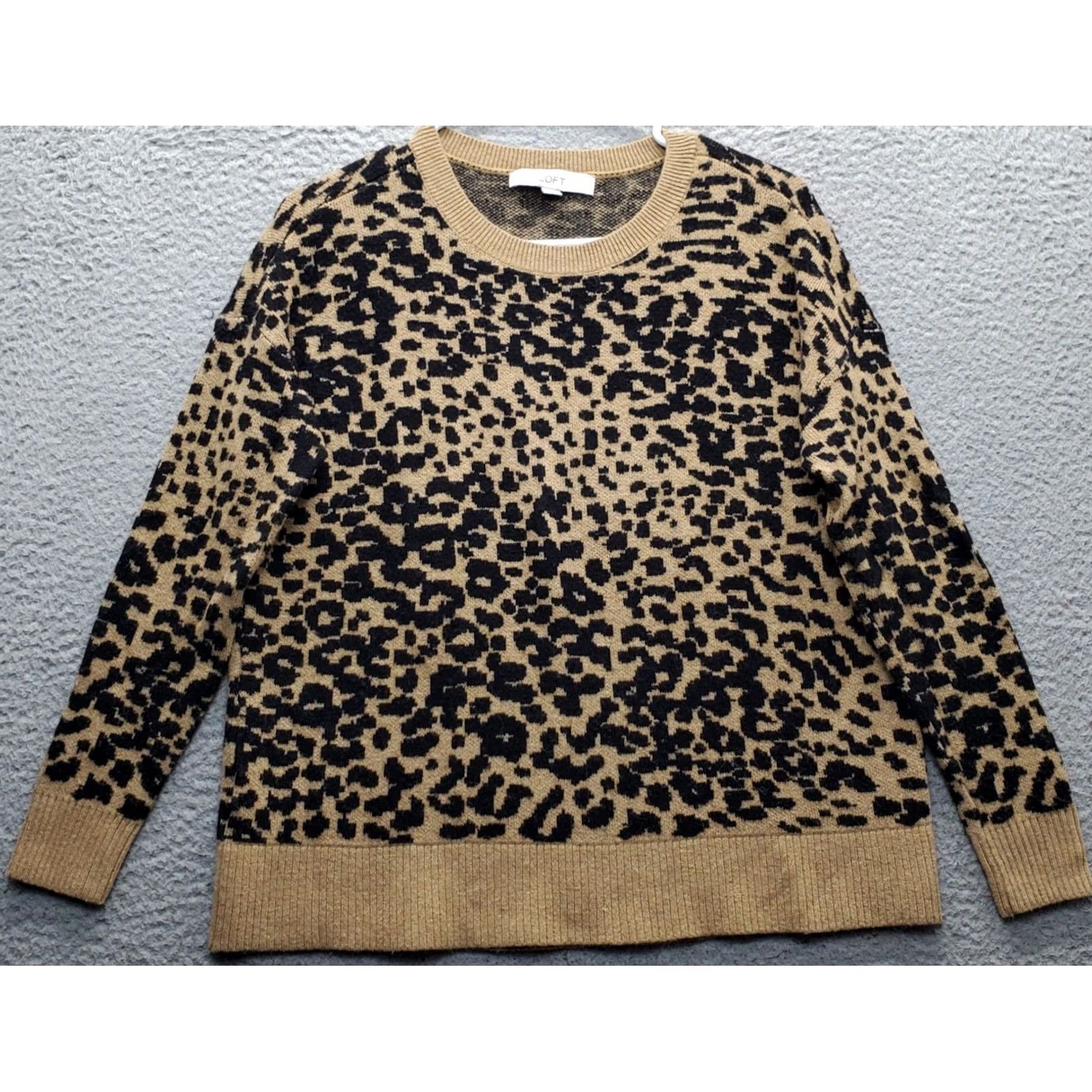 Loft LOFT Women Size S Multi Leopard Print Knit Crew Neck Pullover Sweater Long Sleeve, Casual, Fall/Winter, Regular Fit Size S / US 4 / IT 40 - 2 Thumbnail