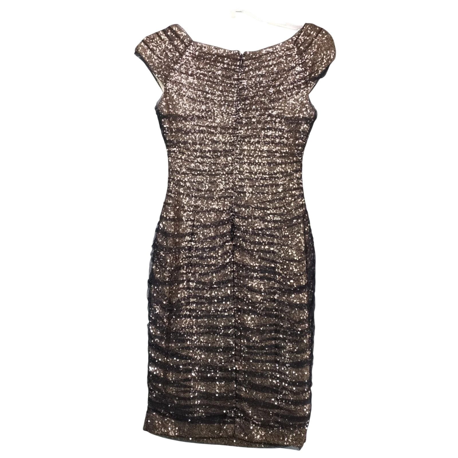 Ralph Lauren LRL Ralph Lauren Evening Gold Sequin Chiffon Bodycon Dress Size XS / US 0-2 / IT 36-38 - 2 Thumbnail