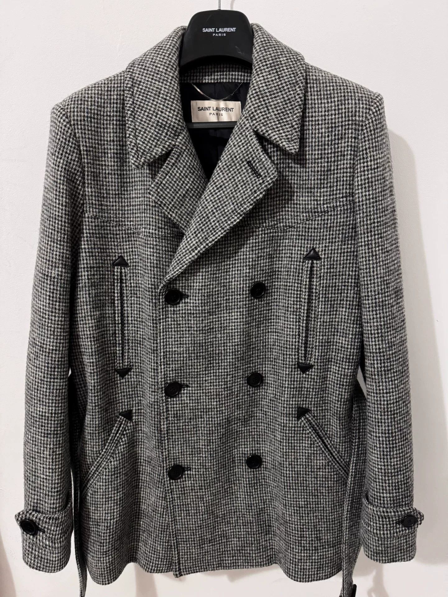 Saint Laurent Paris Saint Laurent Double-Breasted Check Coat Size US L / EU 52-54 / 3 - 1 Thumbnail