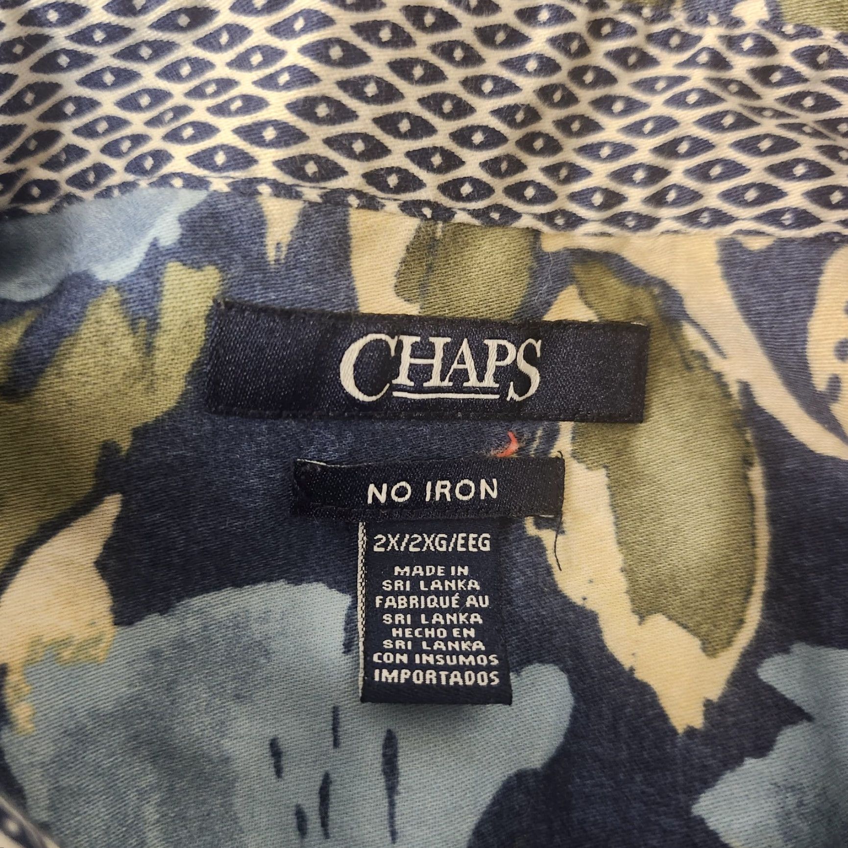 Chaps Chaps Button-Up Shirt Mens 2X Floral Hawaiian Blue Multicolor Casual Shirt 3/4 Sleeve Size US XXL / EU 58 / 5 - 6 Thumbnail