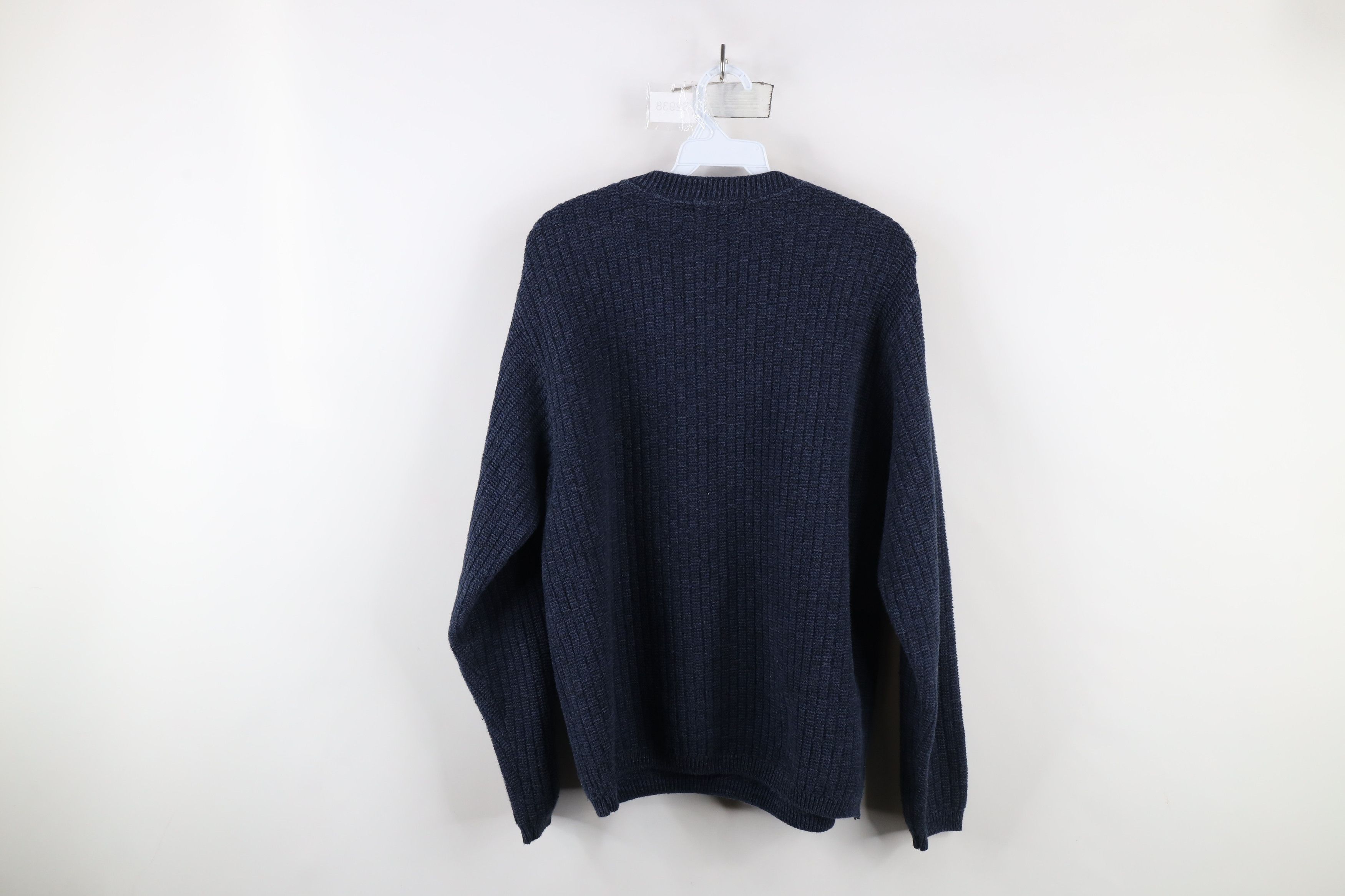 Vintage Vintage 90s Streetwear Textured Knit Henley Sweater Blue USA Size US L / EU 52-54 / 3 - 8 Thumbnail
