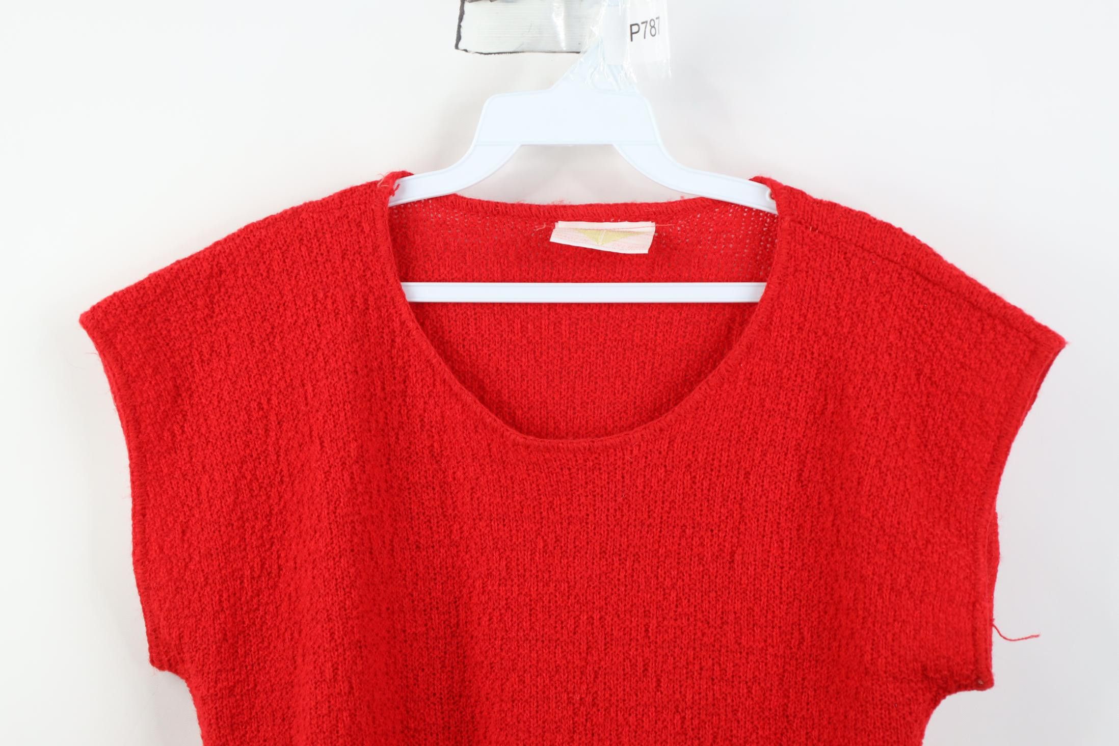 Vintage Vintage 70s 80s Dolman Sleeve Knit Sweater Vest Red USA Size M / US 6-8 / IT 42-44 - 2 Thumbnail