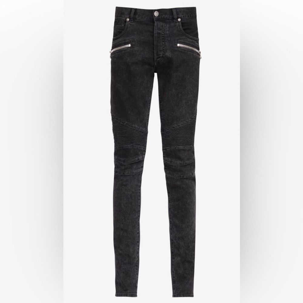 Balmain Balmain Slim Cut Cotton Jeans Ribbed Black Men’s Size 36 Size US 36 / EU 52 - 1 Thumbnail