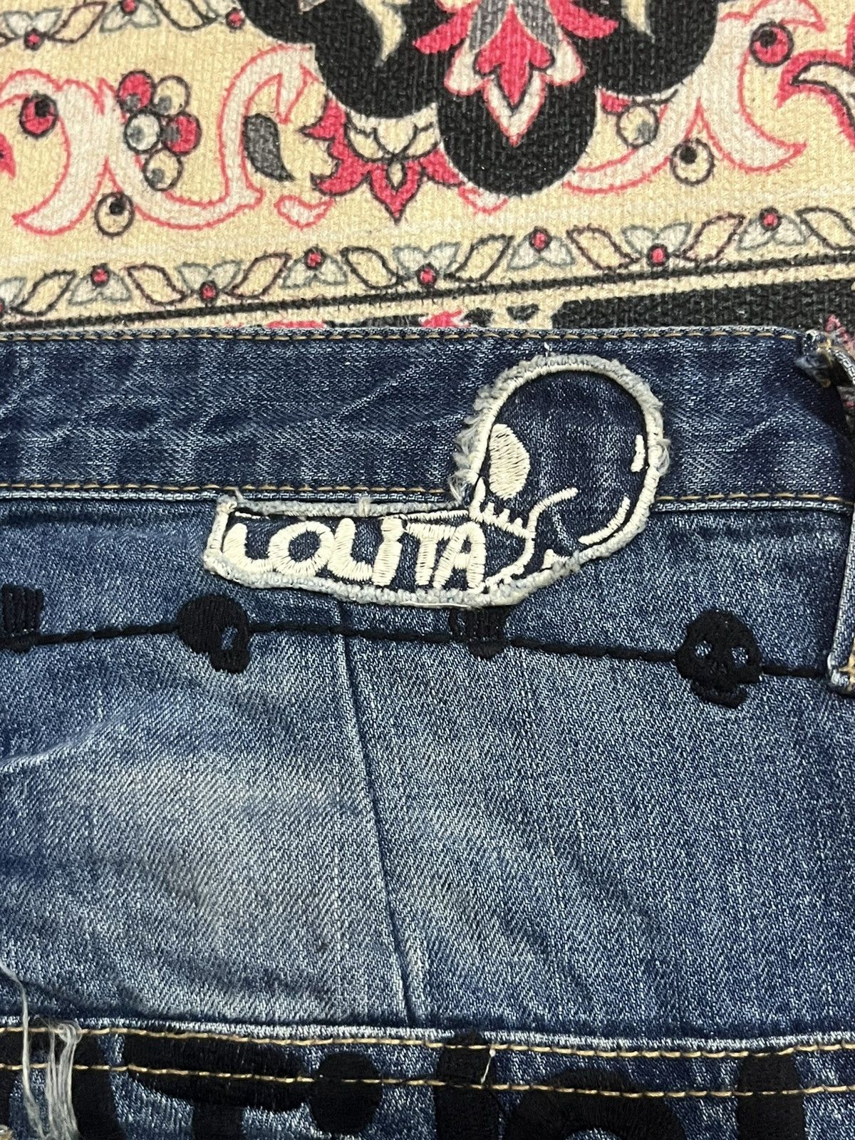 Hysteric Glamour Vintage Lolita “Doodles Skull” Distressed Blue Washed Jeans Size US 32 / EU 48 - 10 Thumbnail