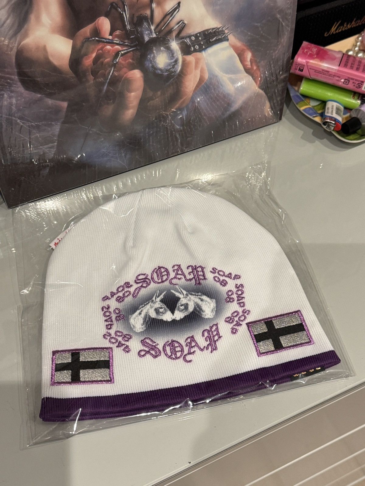 Drain Gang Drain gang SOAP08 white donkey beanie | Grailed