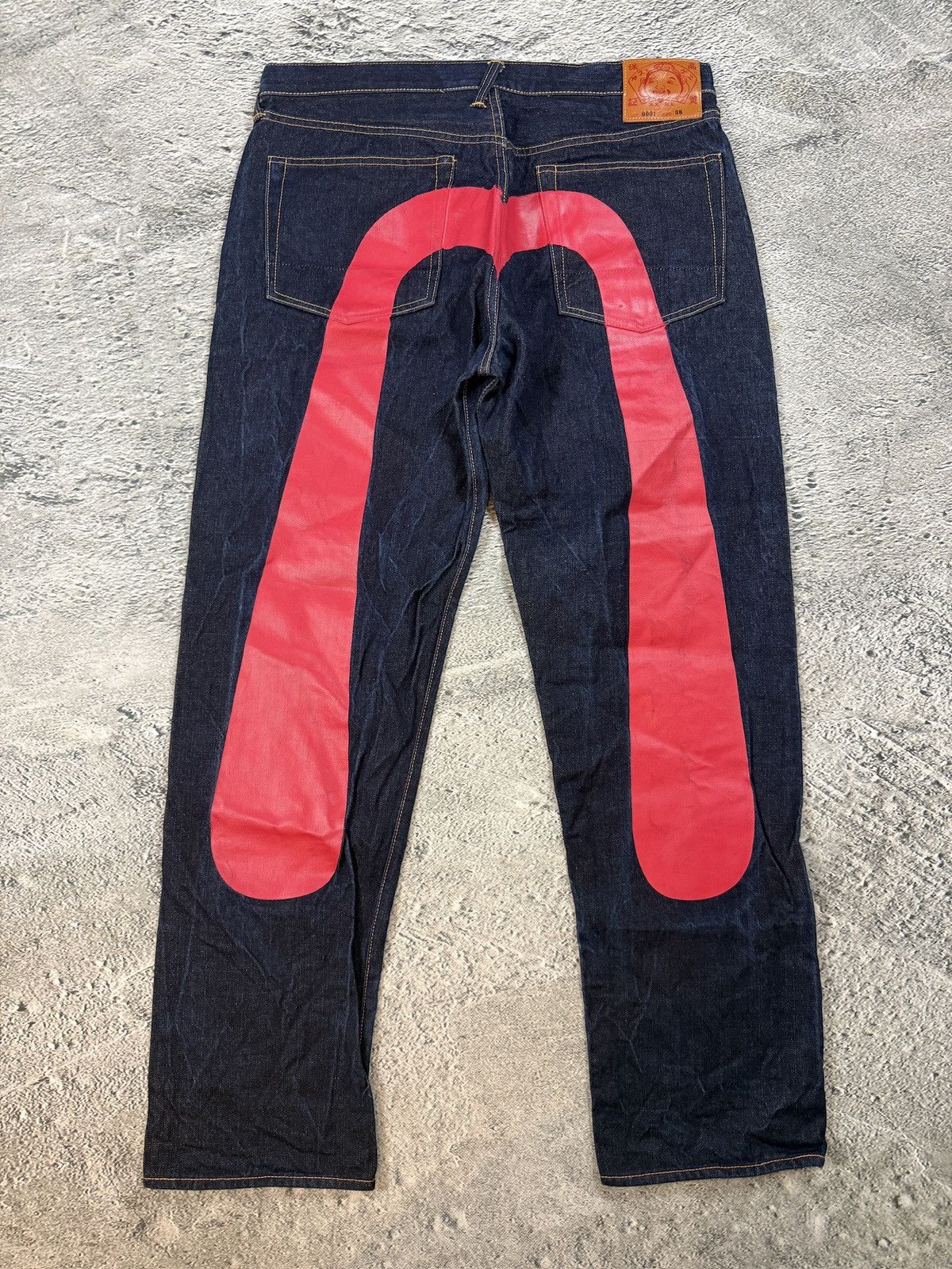 Evisu × Japanese Brand × Vintage Evisu jeans red daicock big logo