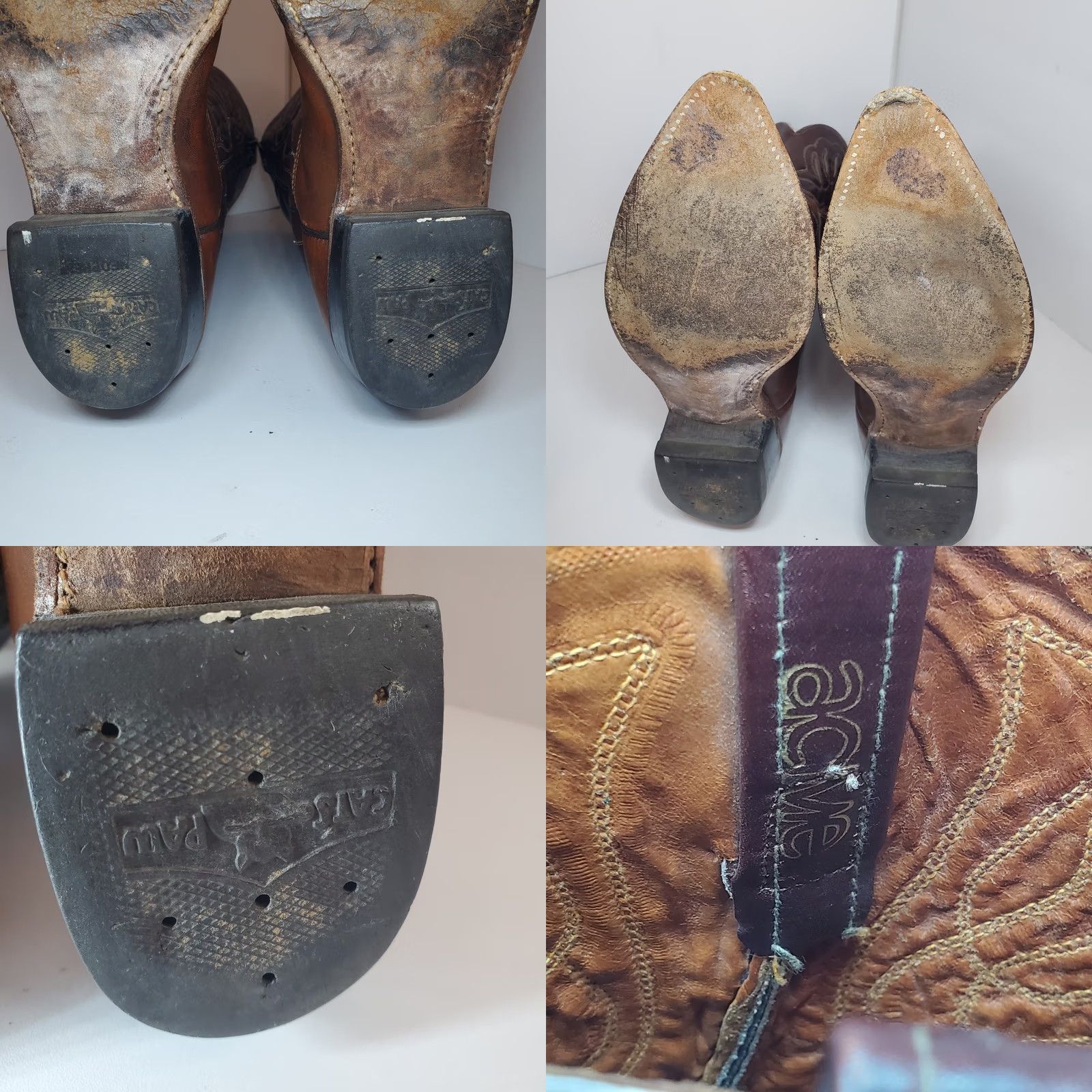 Vintage VINTAGE ACME Western Cowboy Boots Sz 8 Womens Brown Leather Butterfly Inlay Boots Women Cowboy 8 Brown Leather ACME Western Boots Women Size US 8 / IT 38 - 8 Thumbnail