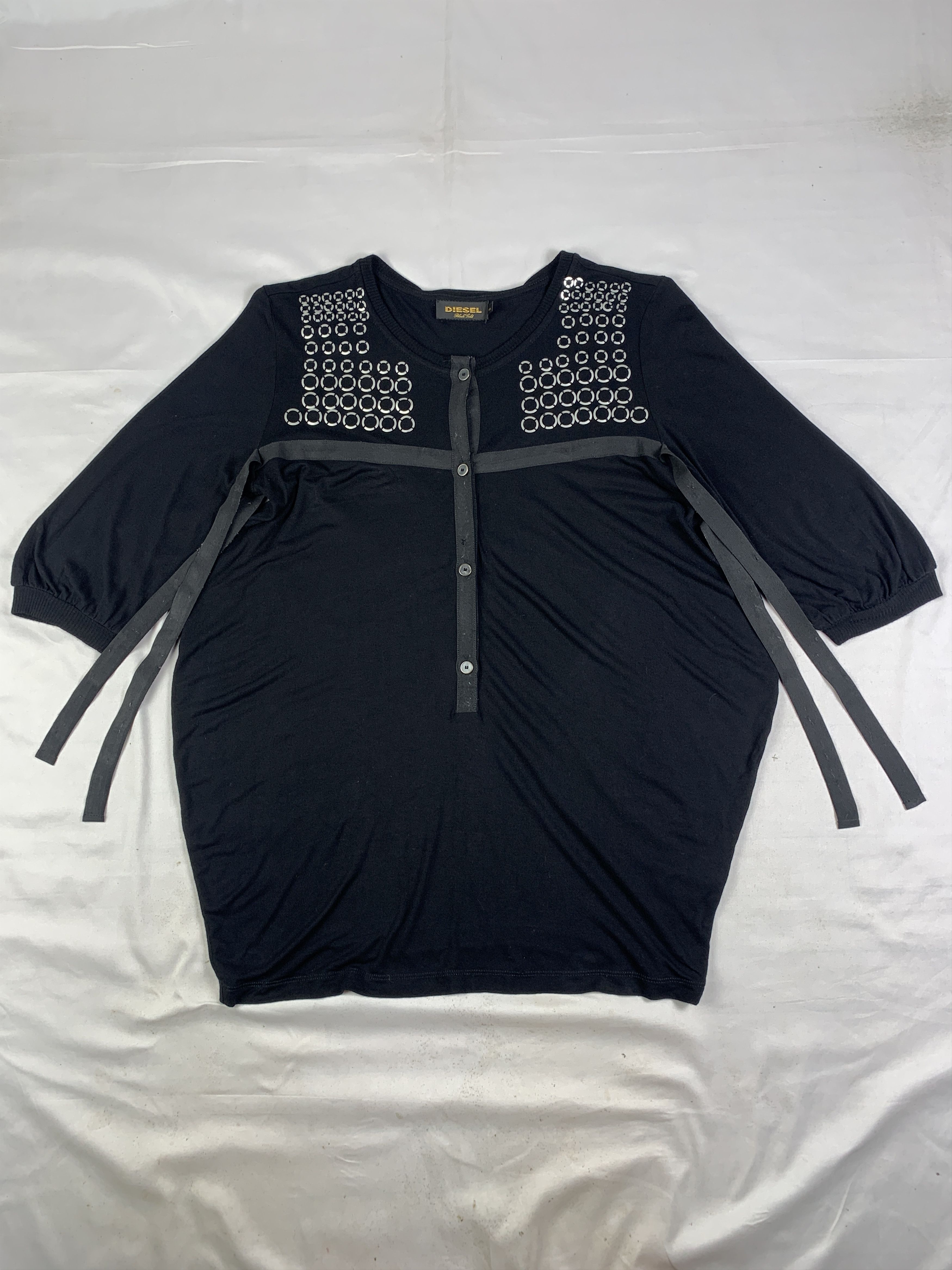 Diesel Black Gold Diesel Black Gold Cross Lace Viscose Blouse (Fit M) Size M / US 6-8 / IT 42-44 - 1 Thumbnail
