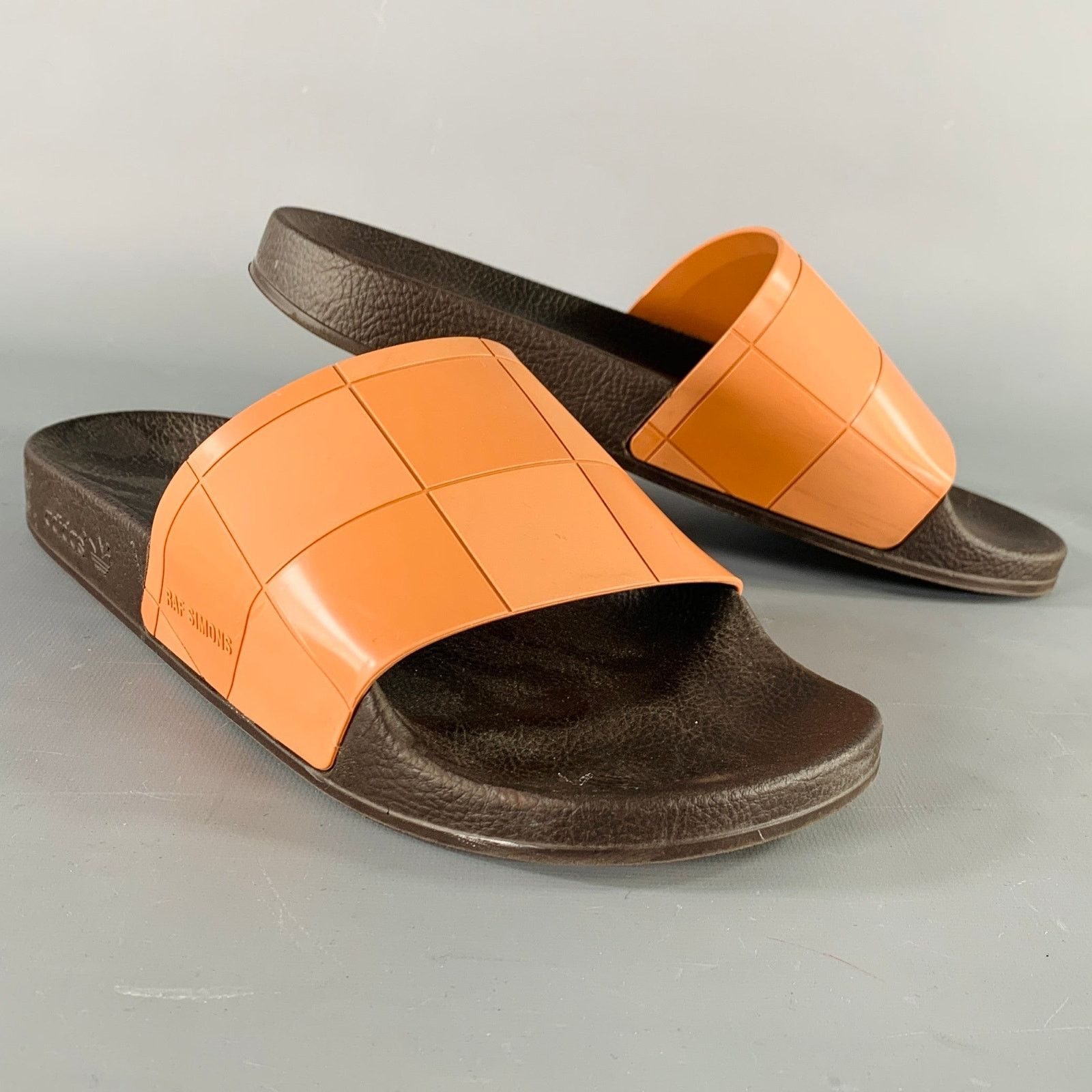 Raf Simons RAF SIMONS Size 10 Tan Black Checkered Rubber Slide Sandals Size US 10 / EU 43 - 1 Thumbnail