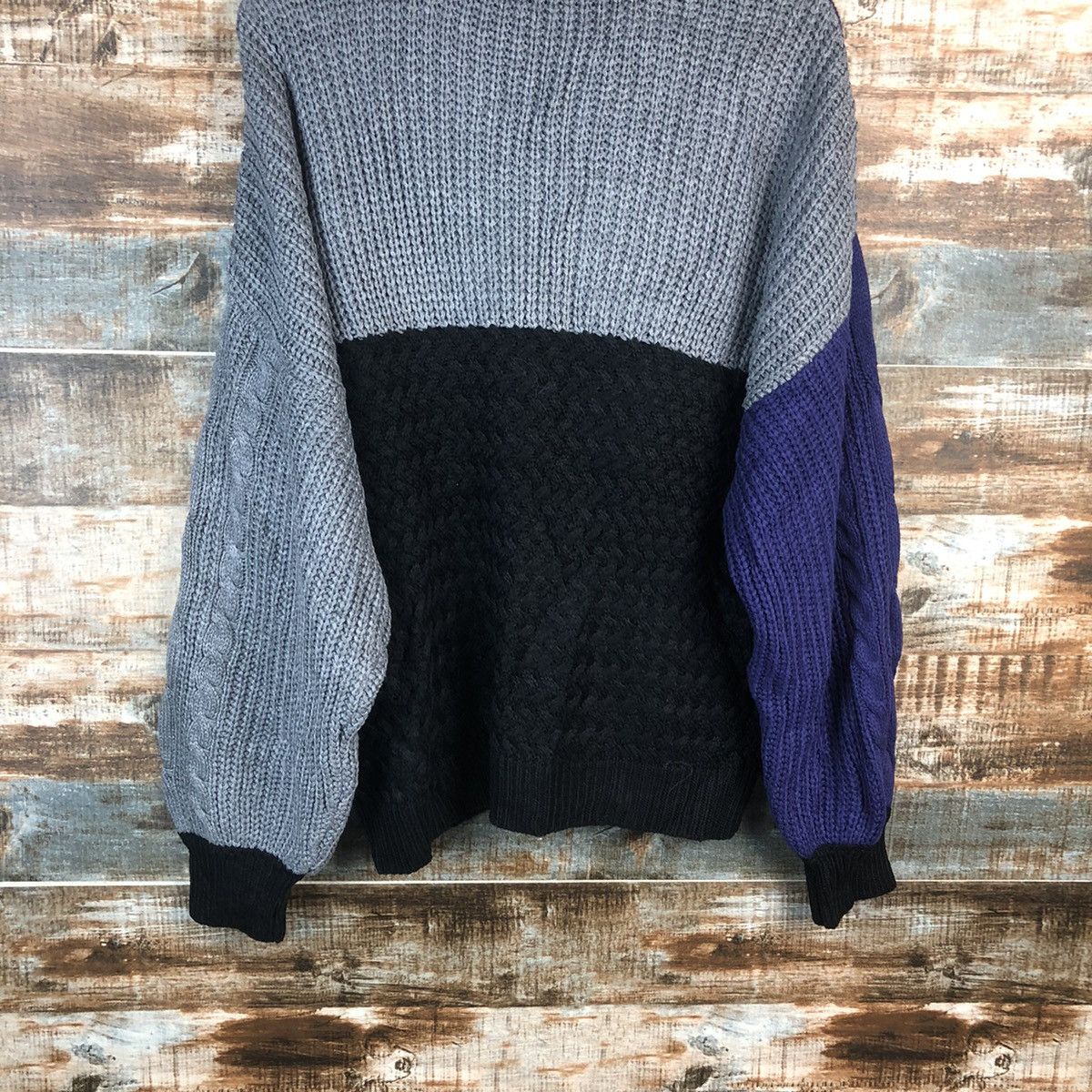 Homespun Knitwear DLL Vence Exchange patchwork style Grey Knitwear #C016 Size US M / EU 48-50 / 2 - 14 Thumbnail