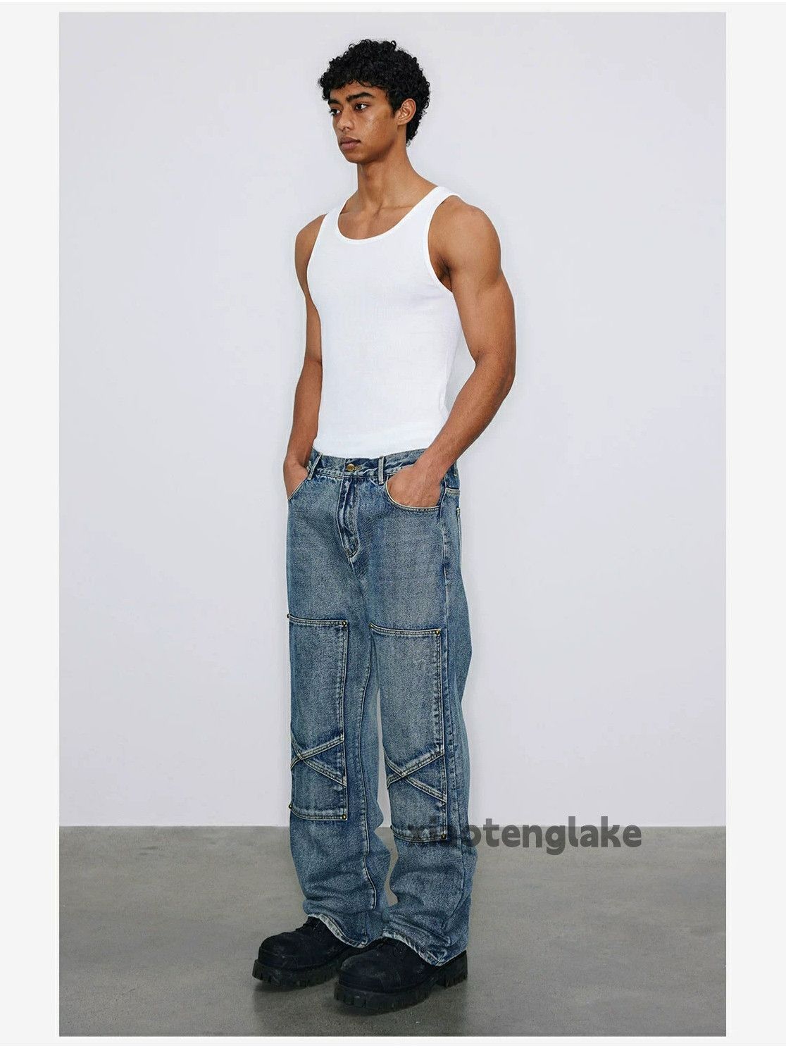 Jean × Vintage washed faded workwear skate hiphop loose baggy jeans Size US 36 / EU 52 - 6 Thumbnail