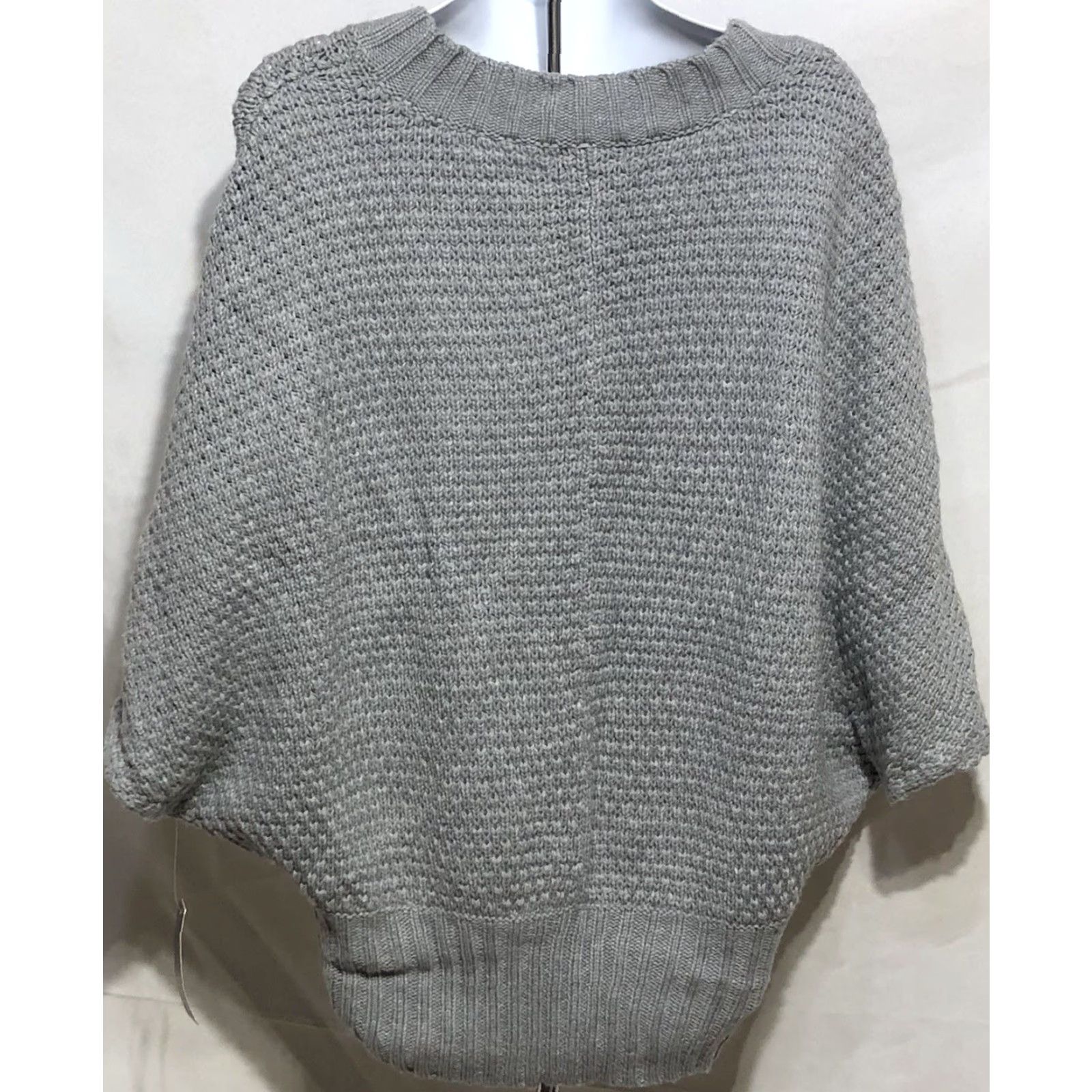 Vintage ANA Crochet Knit Sweater XL Gray Butterfly Sleeves V-Neck CottageCore Womens Pullover Knit Size XL / US 12-14 / IT 48-50 - 3 Thumbnail