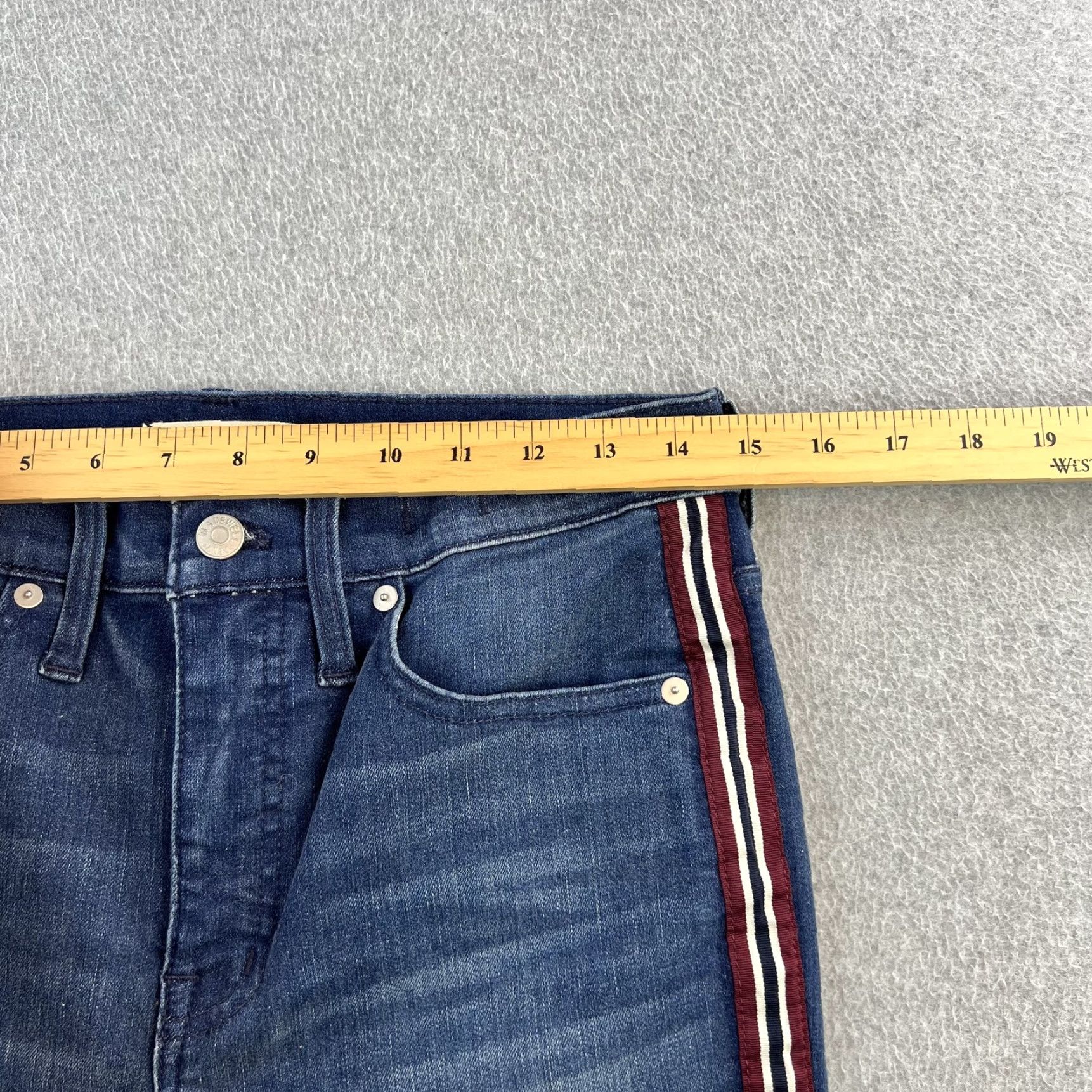 Madewell Madewell Jeans Womens 28 Blue Stovepipe High Rise Stripe Side Straight Leg Denim Size 28" / US 6 / IT 42 - 2 Thumbnail
