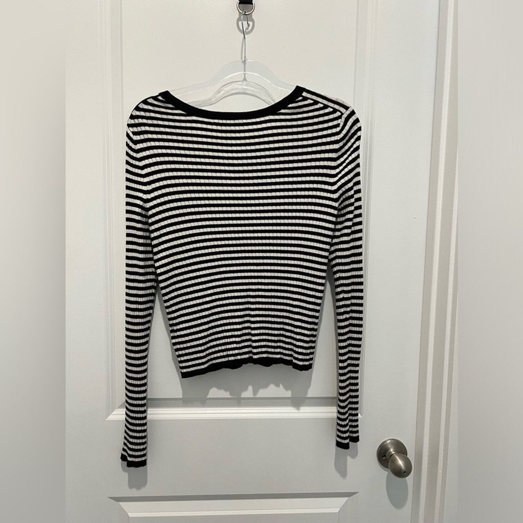 Express Gently Worn Express Black and White Strip Cardigan Size L / US 10 / IT 46 - 5 Thumbnail