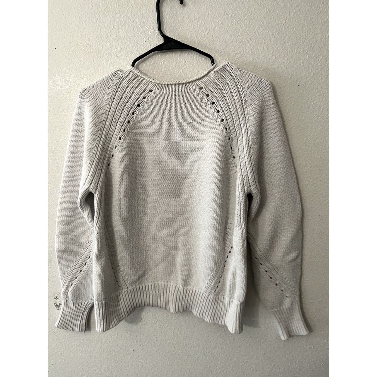 J.Crew J.CREW Cotton Pullover Sweater White Sz S Pointelle Knit Rolled Neck Women Classic Comfort Knit Pullover Sweater - J6381 Size S / US 4 / IT 40 - 3 Thumbnail