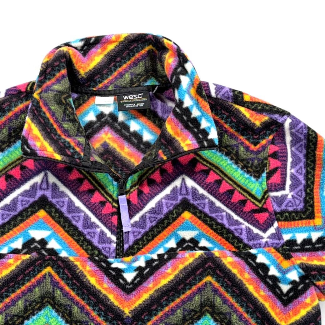 WeSC VINTAGE WeSc Sweater Adult MEDIUM Purple Fleece Southwestern Aztec Rainbow Quarter Zip Mens Size US M / EU 48-50 / 2 - 2 Thumbnail