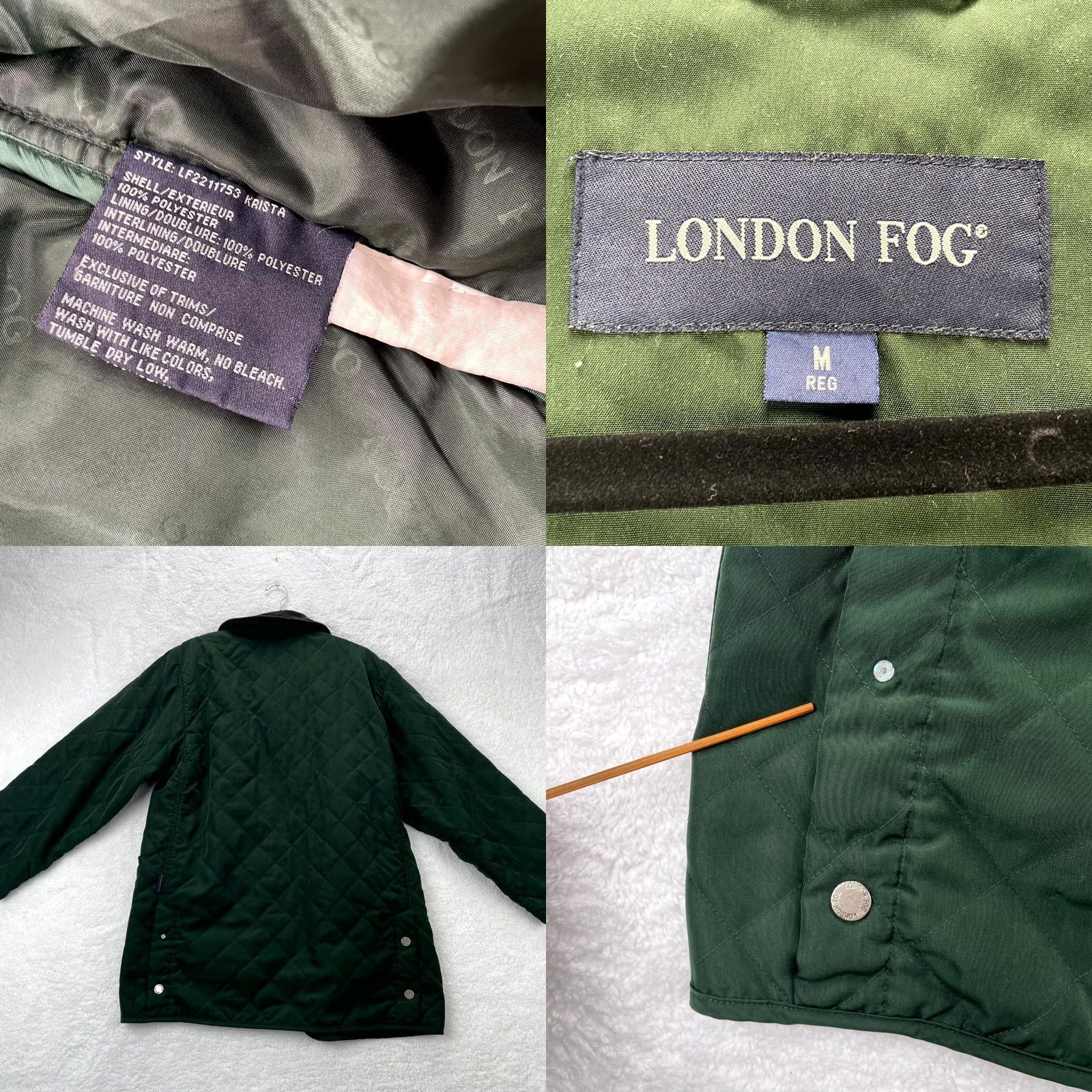 London Fog London Fog Jacket Womens Medium Green Quilted Barn Coat Lined Snap Front Size M / US 6-8 / IT 42-44 - 8 Thumbnail