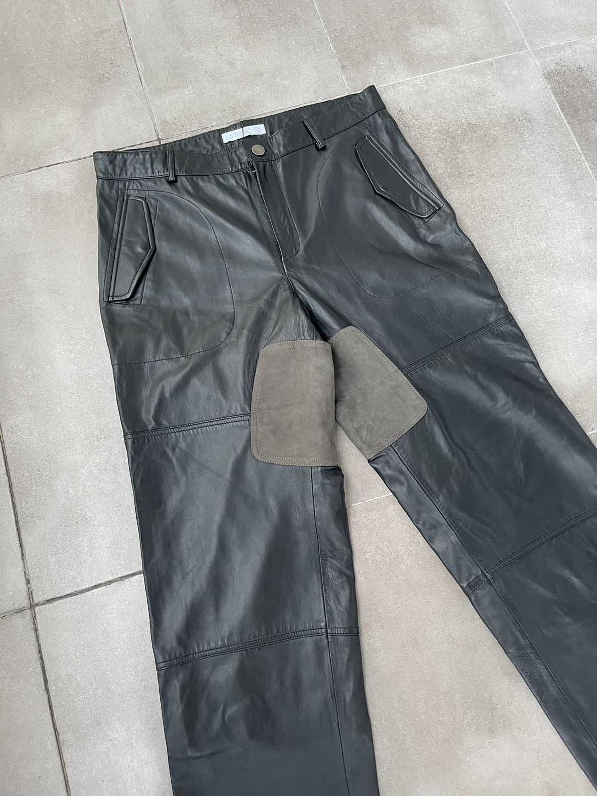 Leather !DS! SS23 Studio ID Suede Patch Leather Moto Trousers Size US 34 / EU 50 - 11 Thumbnail