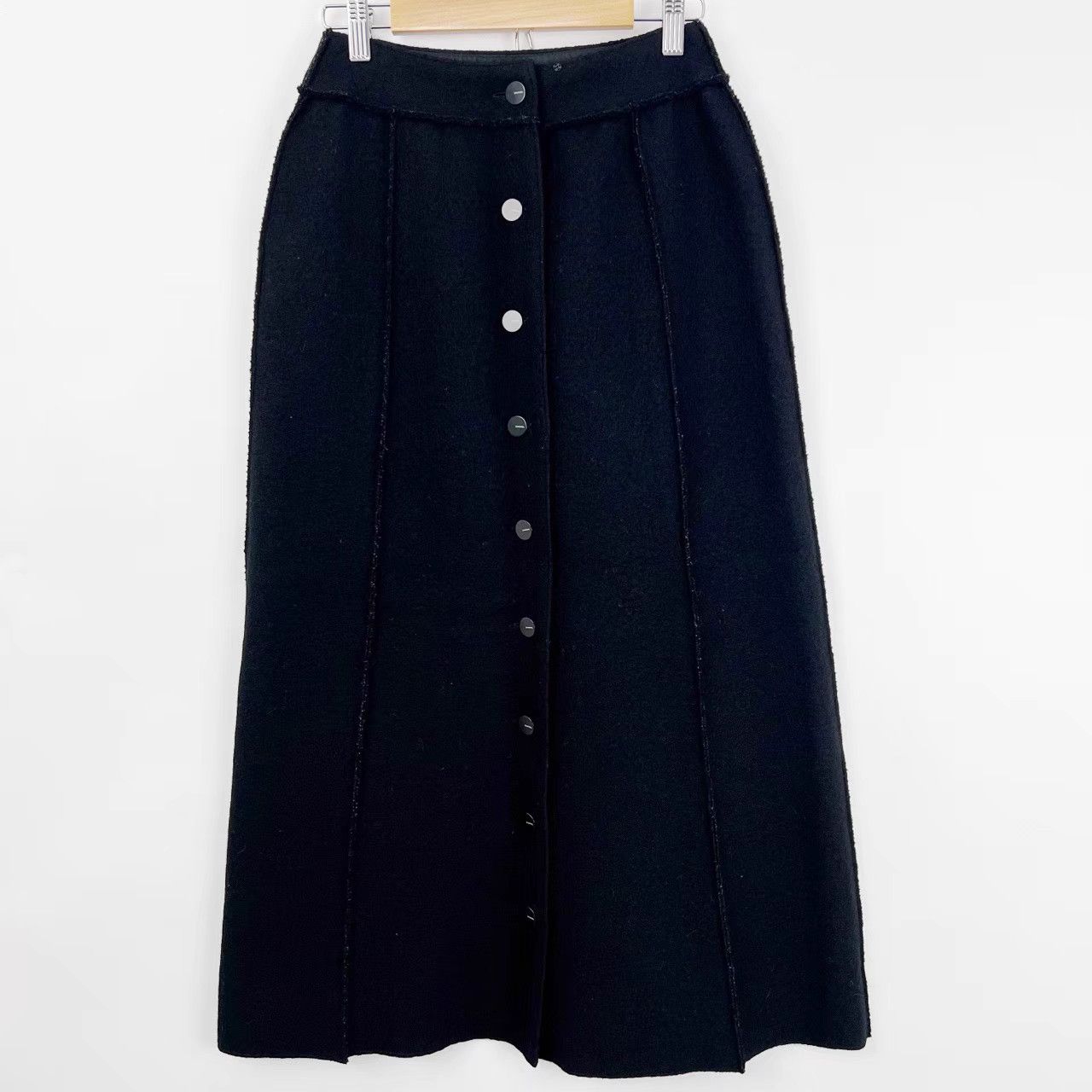 Chanel Chanel Black Wool Button Front Skirt K12 Size 24" / US 00 / IT 34 - 1 Thumbnail