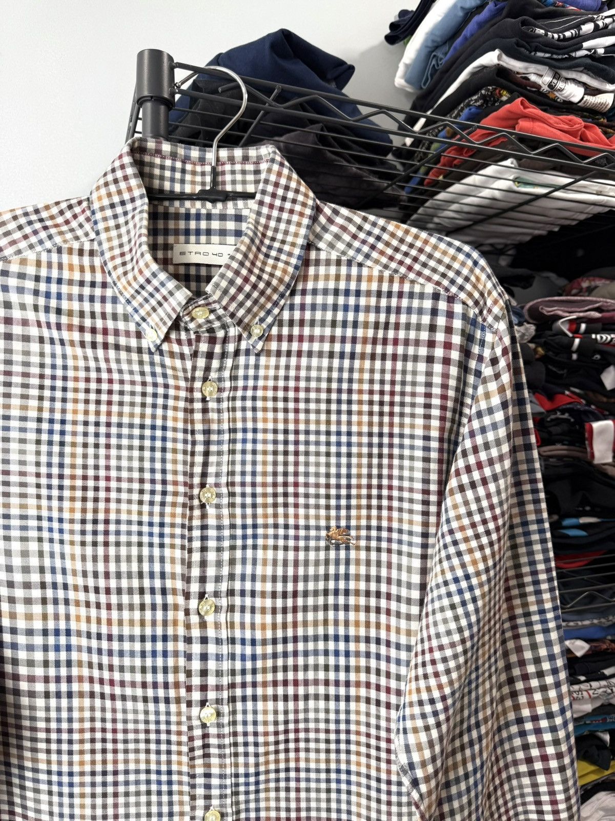 Etro Etro Checkered Shirt Buttons Up Italy Designer Size US M / EU 48-50 / 2 - 3 Thumbnail
