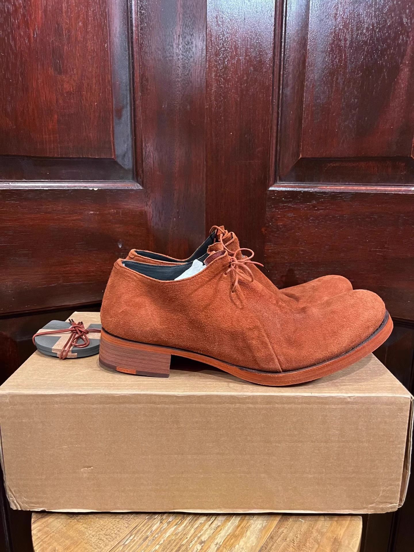 Ma+ m.a+ Rosso Double Fold Derby Shoes. Men's coral‑red Ｑ25 Size US 8.5 / EU 41-42 - 2 Thumbnail