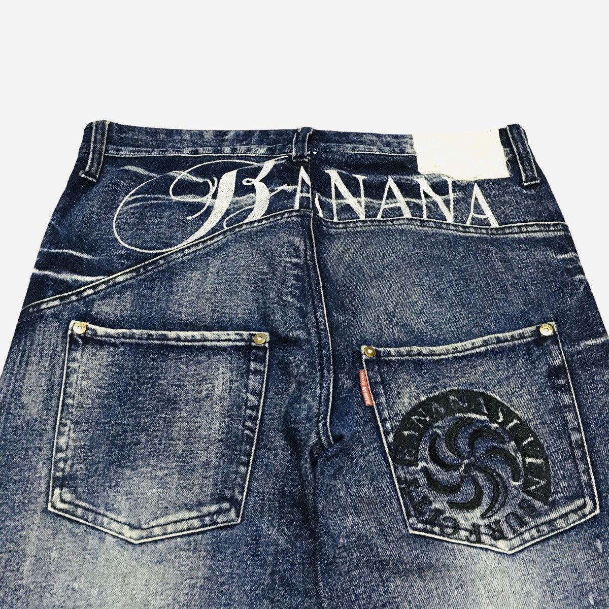If Six Was Nine × Japanese Brand Rare Design Vintage Banana Seven Distressed Jeans 1990s Size US 33 - 5 Thumbnail