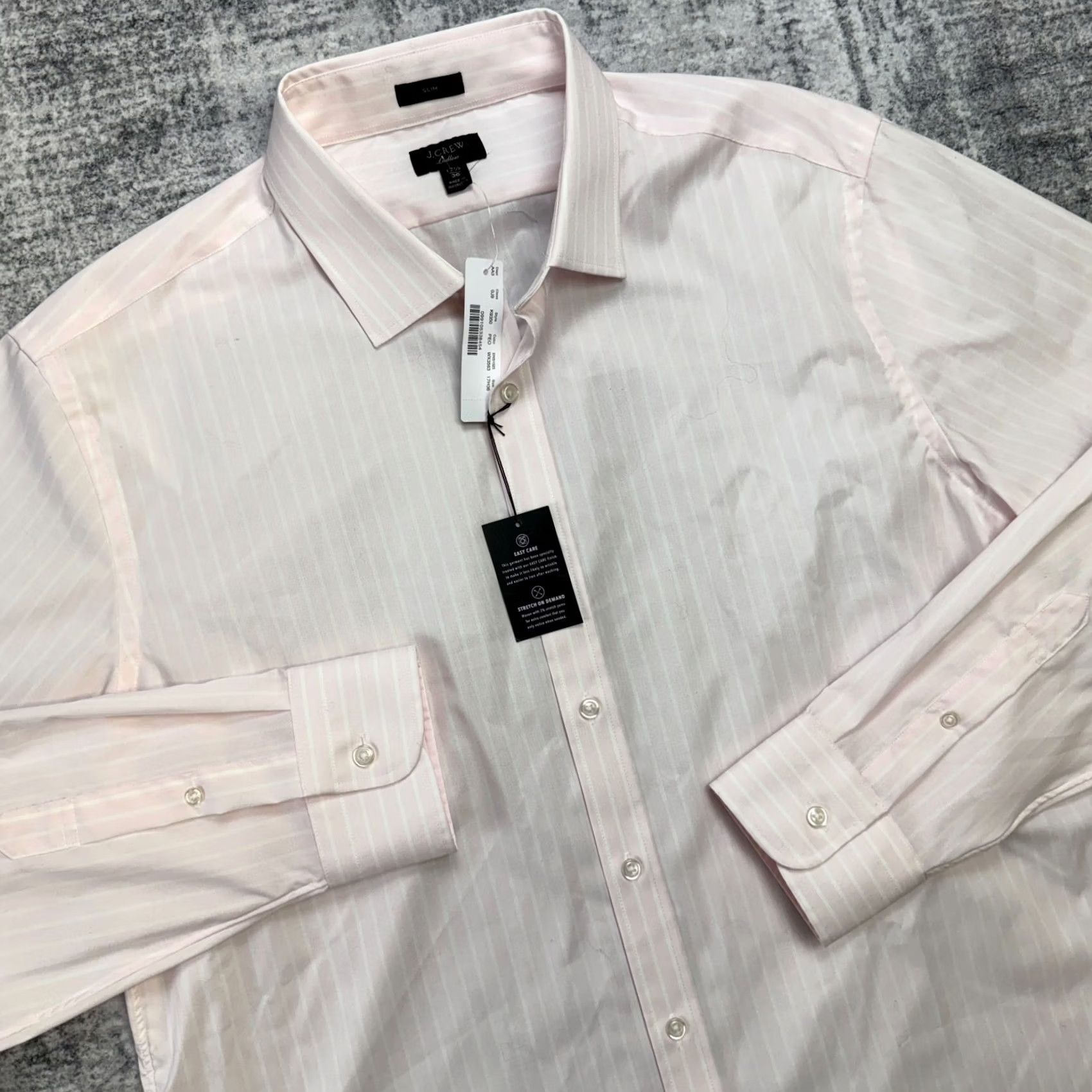 J.Crew J.CREW Dress Shirt Mens 17.5 Slim Pink Striped Ludlow Button Up Stretch Shirt Size 48R - 2 Thumbnail