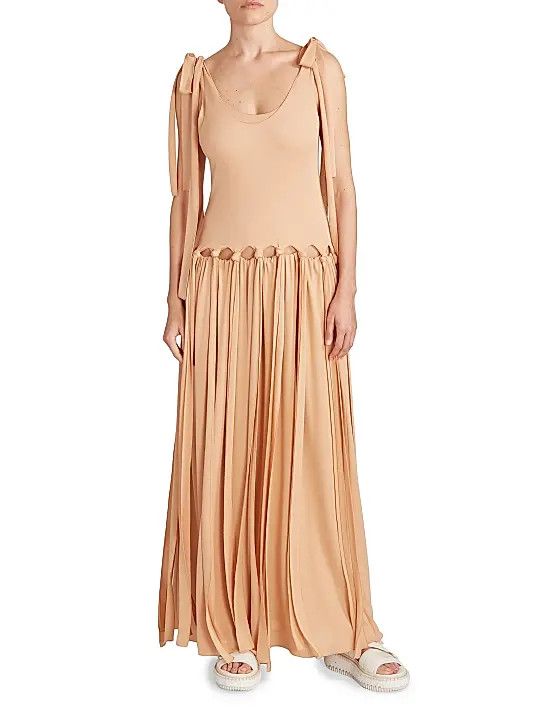 Chloe o1y0825 Maxi Dress in Sand Size S / US 4 / IT 40 - 3 Thumbnail