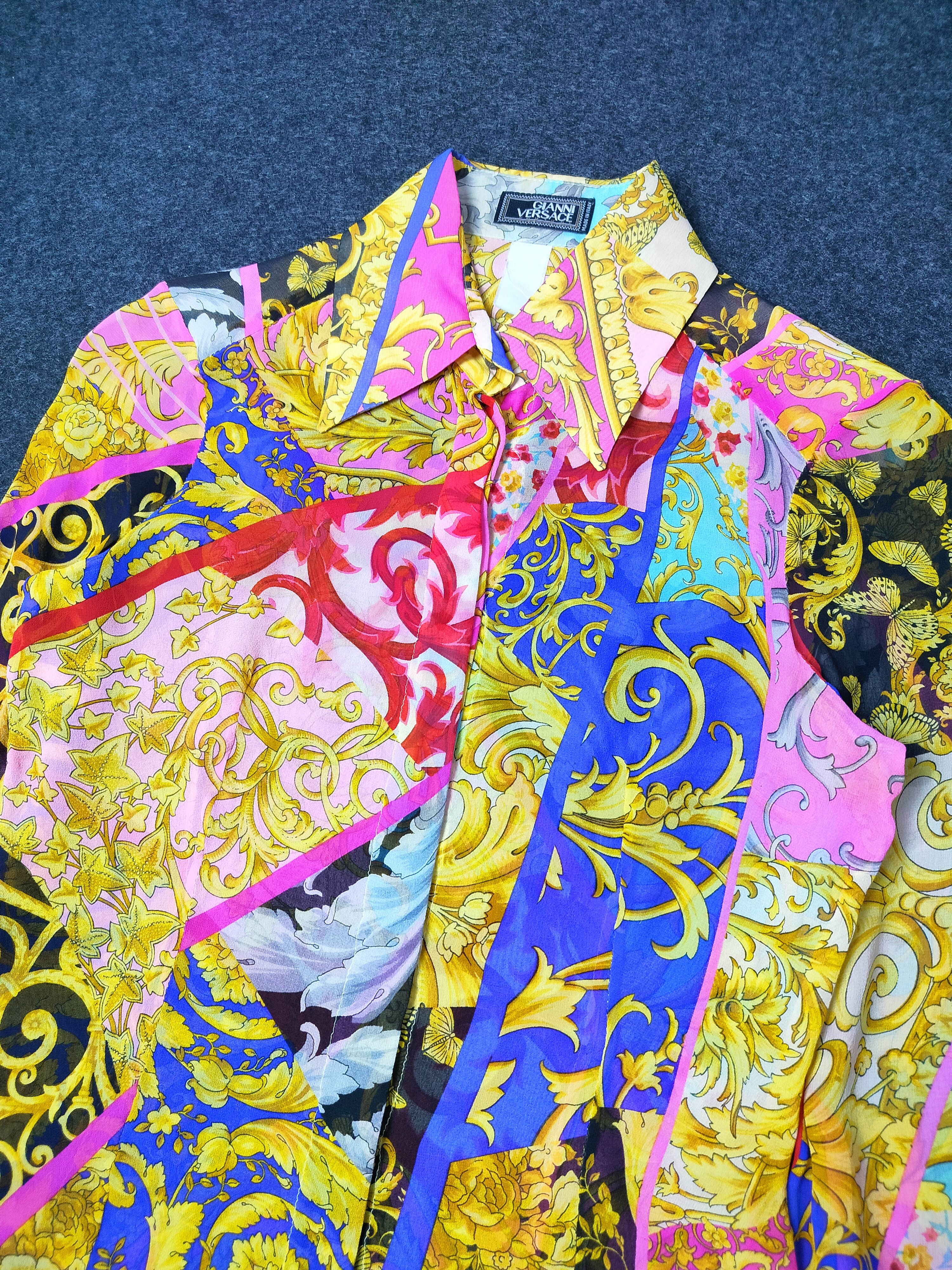 Versace 1980’s Gianni Versace Couture Barocco Colorful Print Shirt Size S / US 4 / IT 40 - 2 Thumbnail
