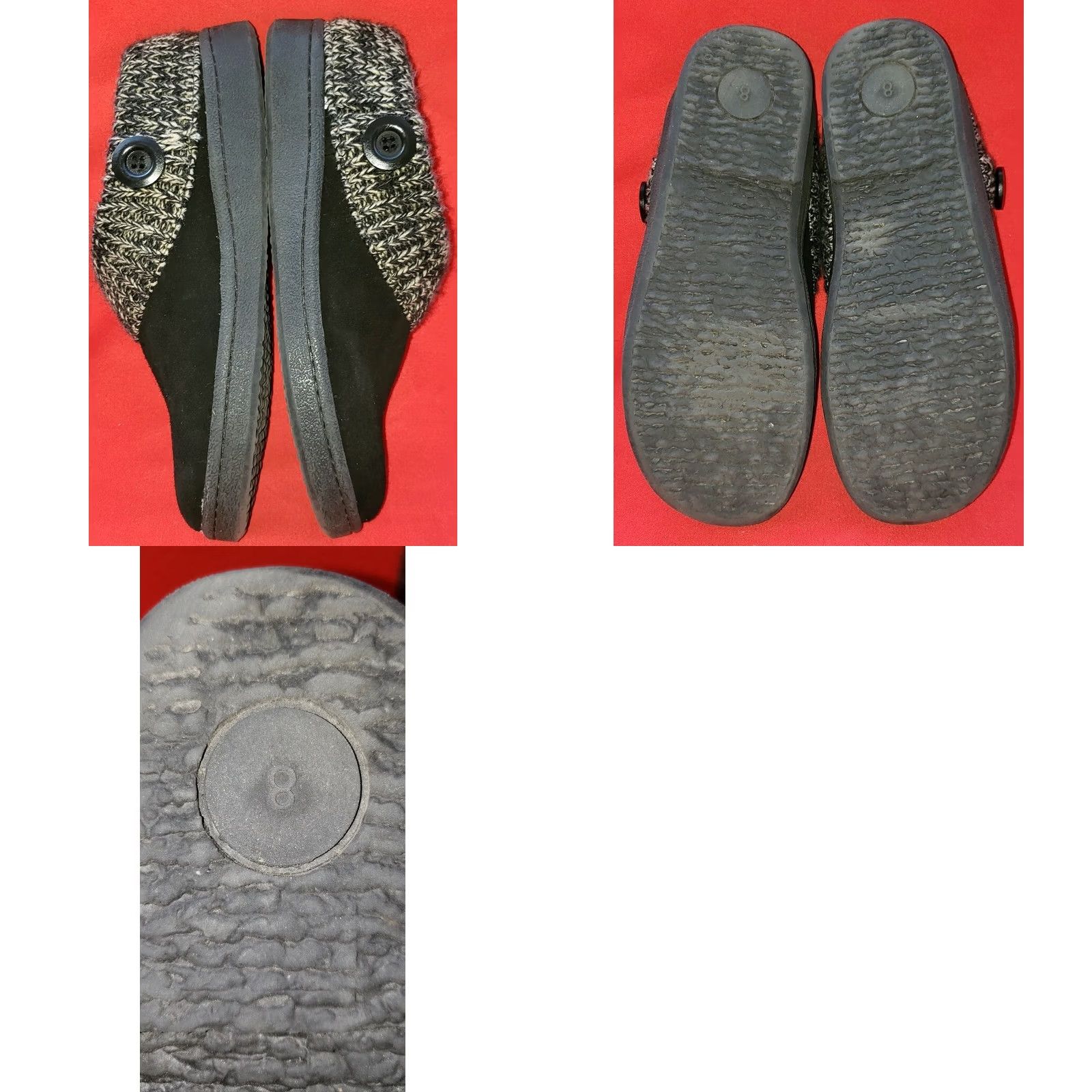 Clarks Clarks Clogs Mules Slip-on Black Suede 8M Sweater Gray Collar Button Accent Size M / US 6-8 / IT 42-44 - 8 Thumbnail