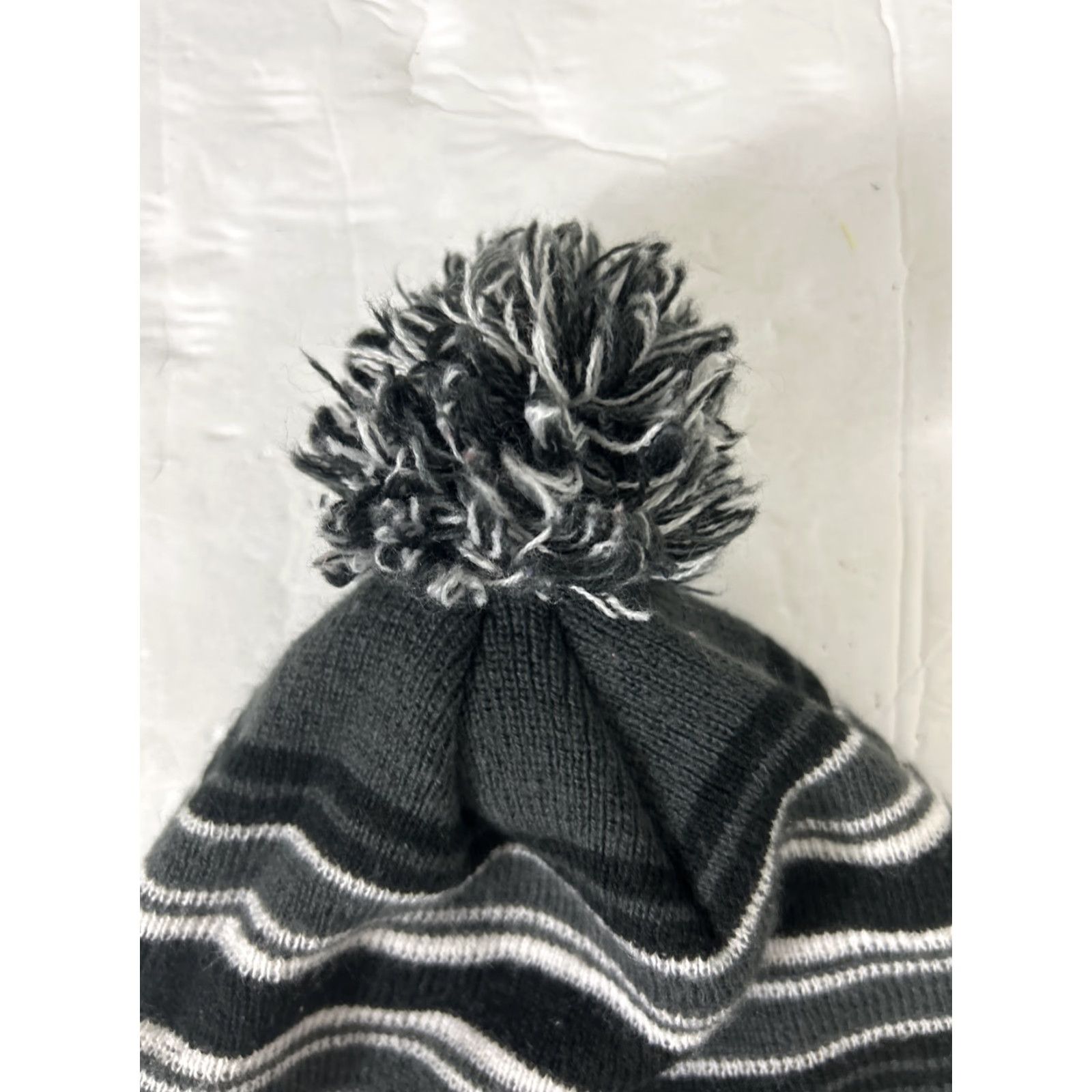 New Era BROOKLYN NETS NEW ERA NBA POM BEANIE STRIPED ADULT HAT BLACK GREY WHITE Size ONE SIZE - 5 Thumbnail