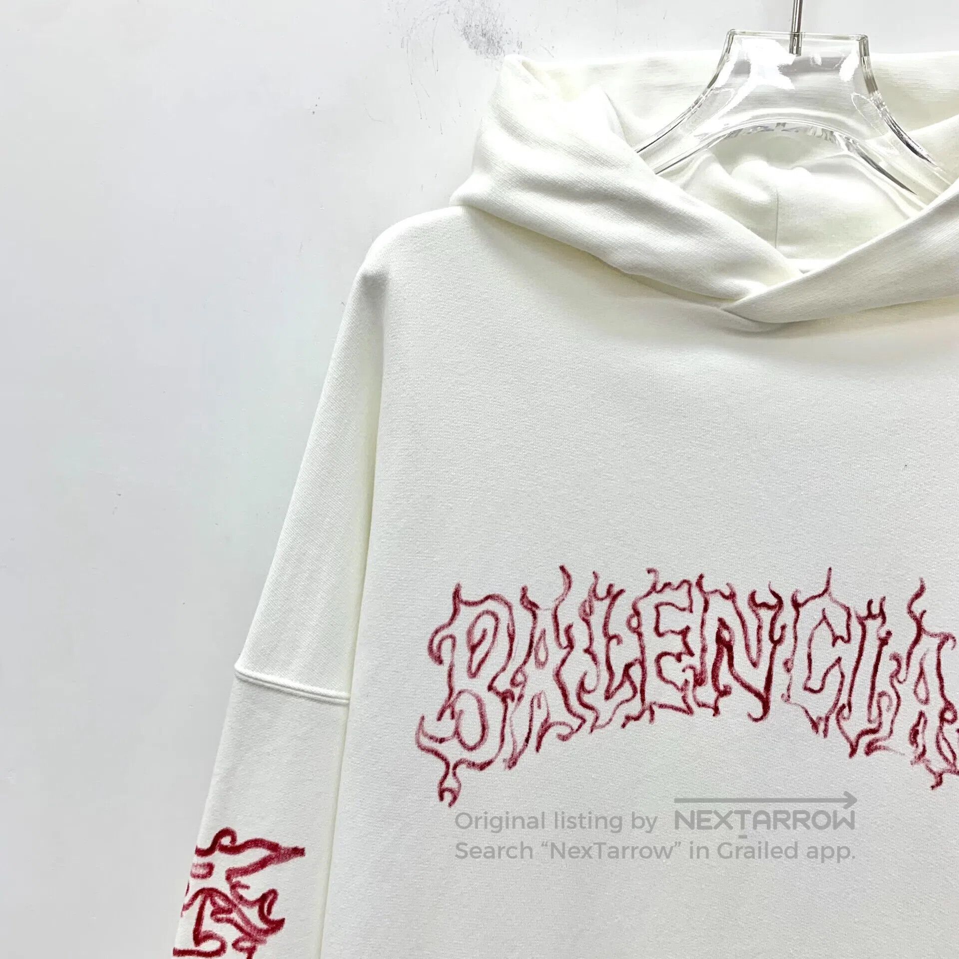 Balenciaga Balenciaga White logo letter print cotton hooded long slee Size US S / EU 44-46 / 1 - 3 Thumbnail