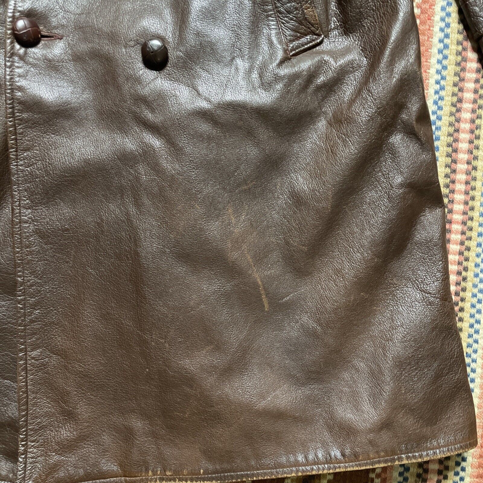 Leather × Vintage Vtg Monarch Goatskin Leather Double Breasted Trench Coat Size L / US 10 / IT 46 - 2 Thumbnail