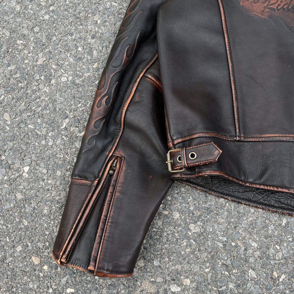 Harley Davidson × Vintage Harley-Davidson Signature Flame Leather Jacket Size US L / EU 52-54 / 3 - 6 Thumbnail