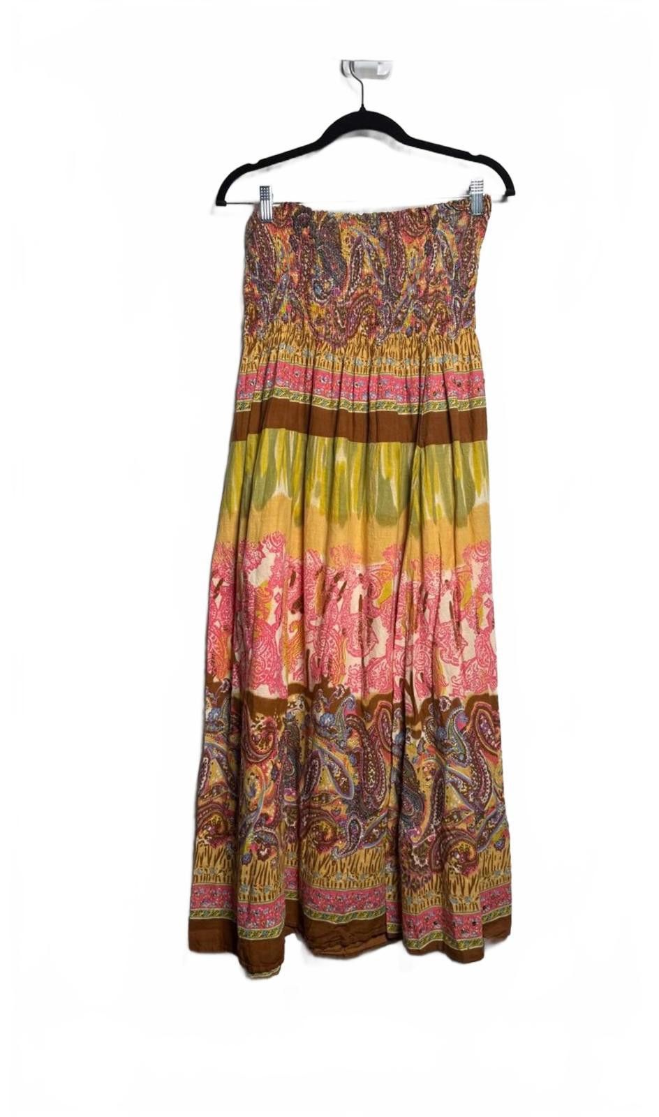 Designer Exciting Multicolored Strapless Maxi Dress Size L / US 10 / IT 46 - 1 Thumbnail