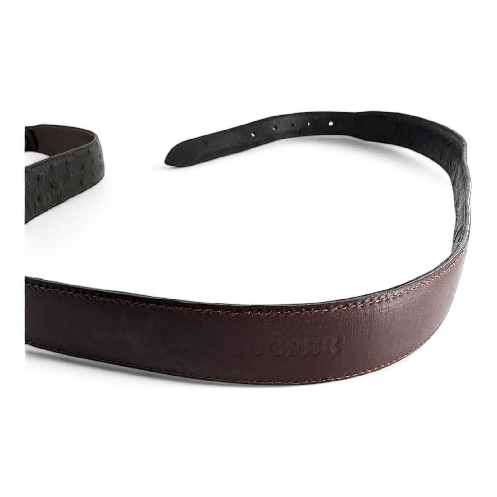 Sterling Silver JW Cooper .925 Sterling Ostrich Quill Brown Belt Size 36-45 Size 44 - 6 Thumbnail